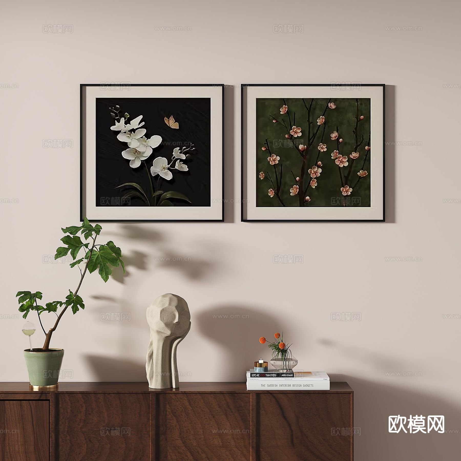 简欧复古画 花朵挂画 装饰画3d模型下载