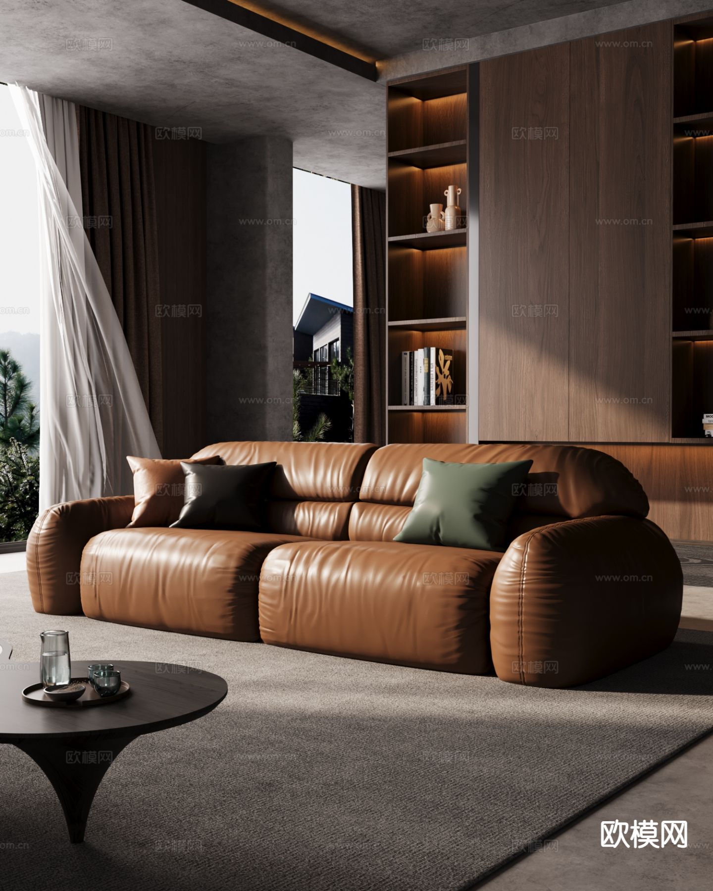 意式沙发 双人沙发 皮沙发3d模型下载