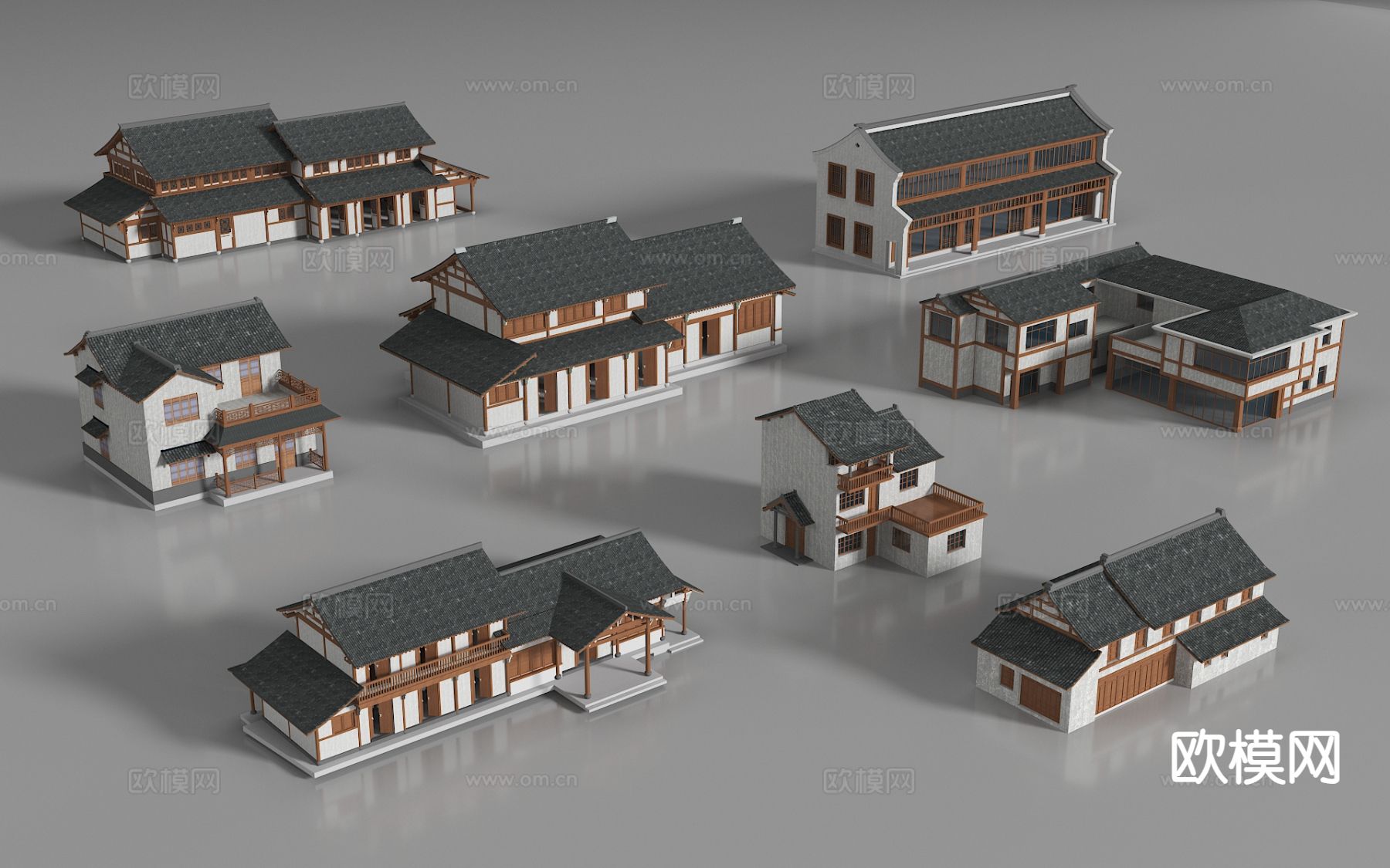 新中式农村自建房 民房 仿古建筑 古建民宅3d模型