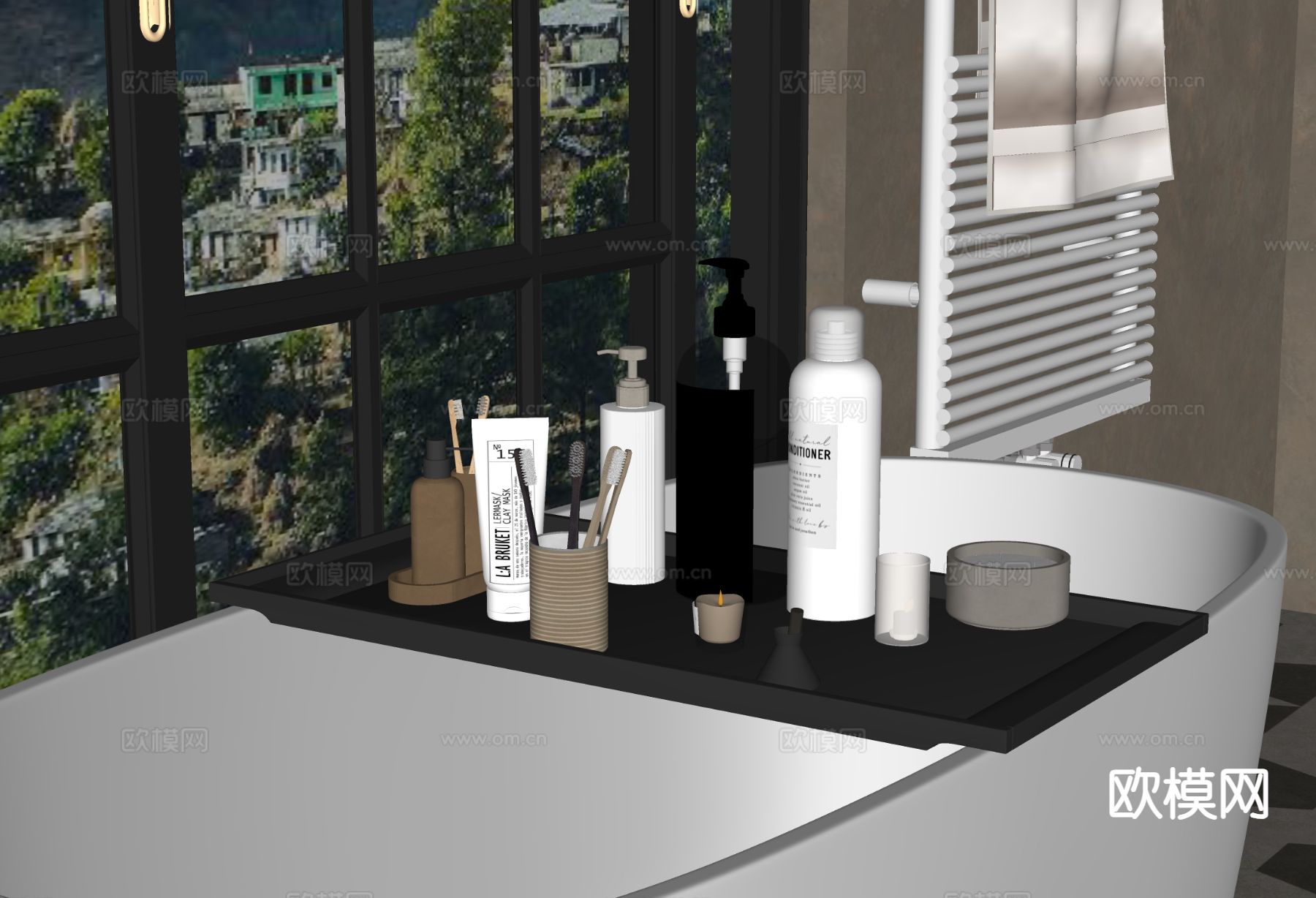 洗浴用品 洗发水 沐浴露 牙刷su模型下载（渲染图1）