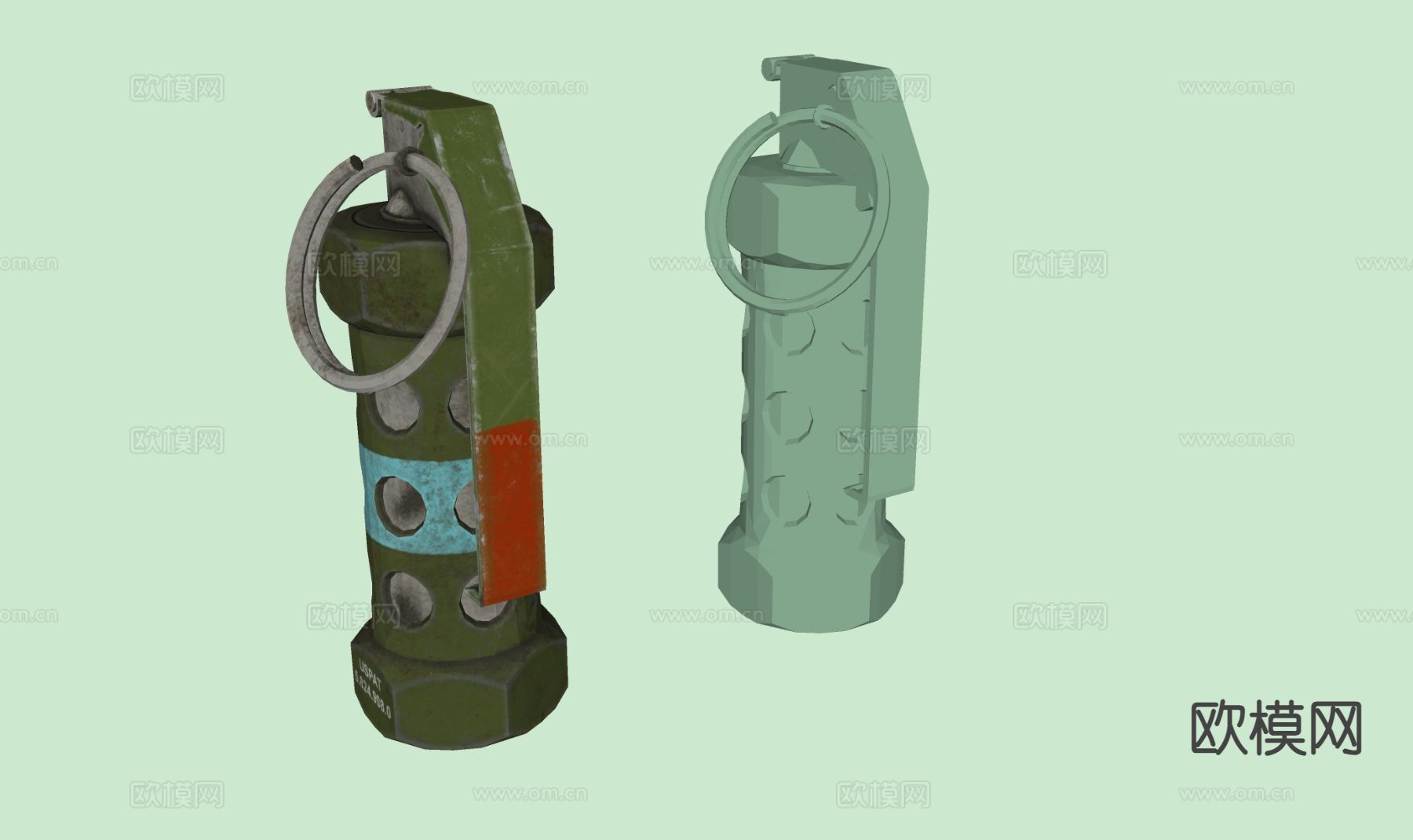 手榴弹 炸弹 武器su模型下载（渲染图1）