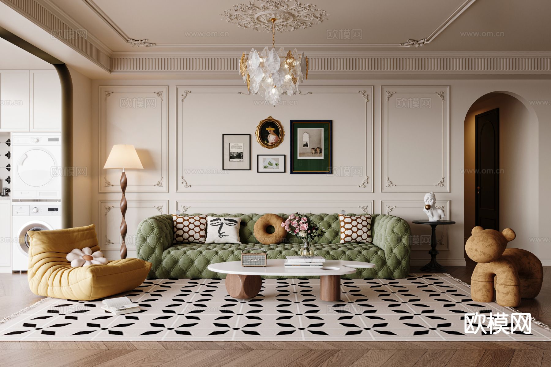 法式客厅3d模型下载