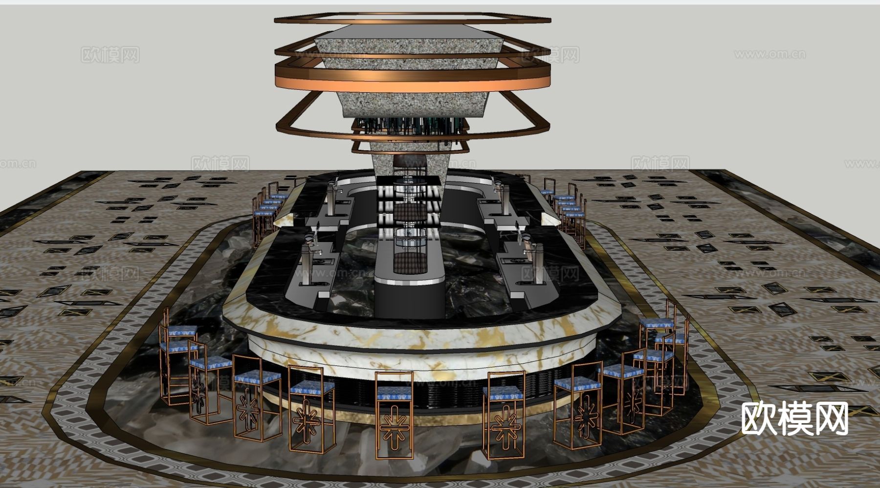 酒吧吧台su模型下载（渲染图1）