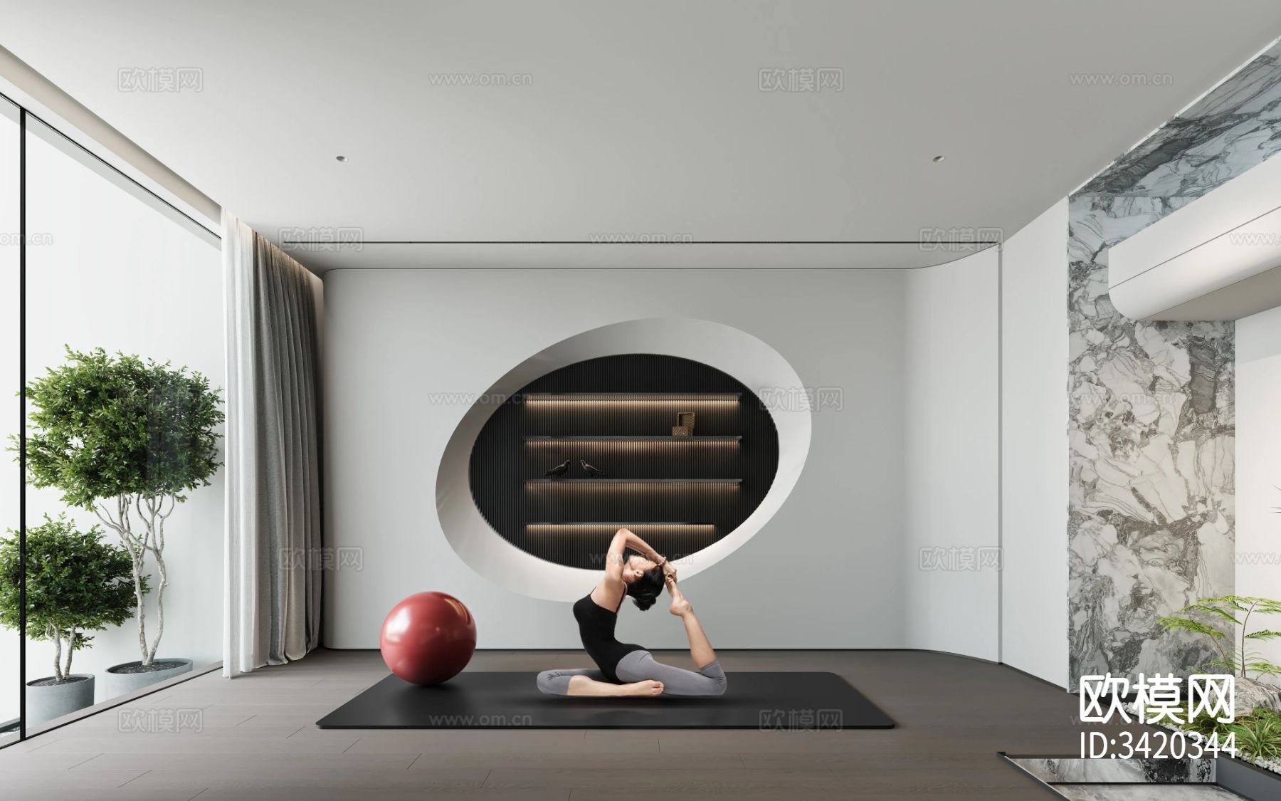 现代简约别墅客餐厅装修效果图下载（渲染图5）