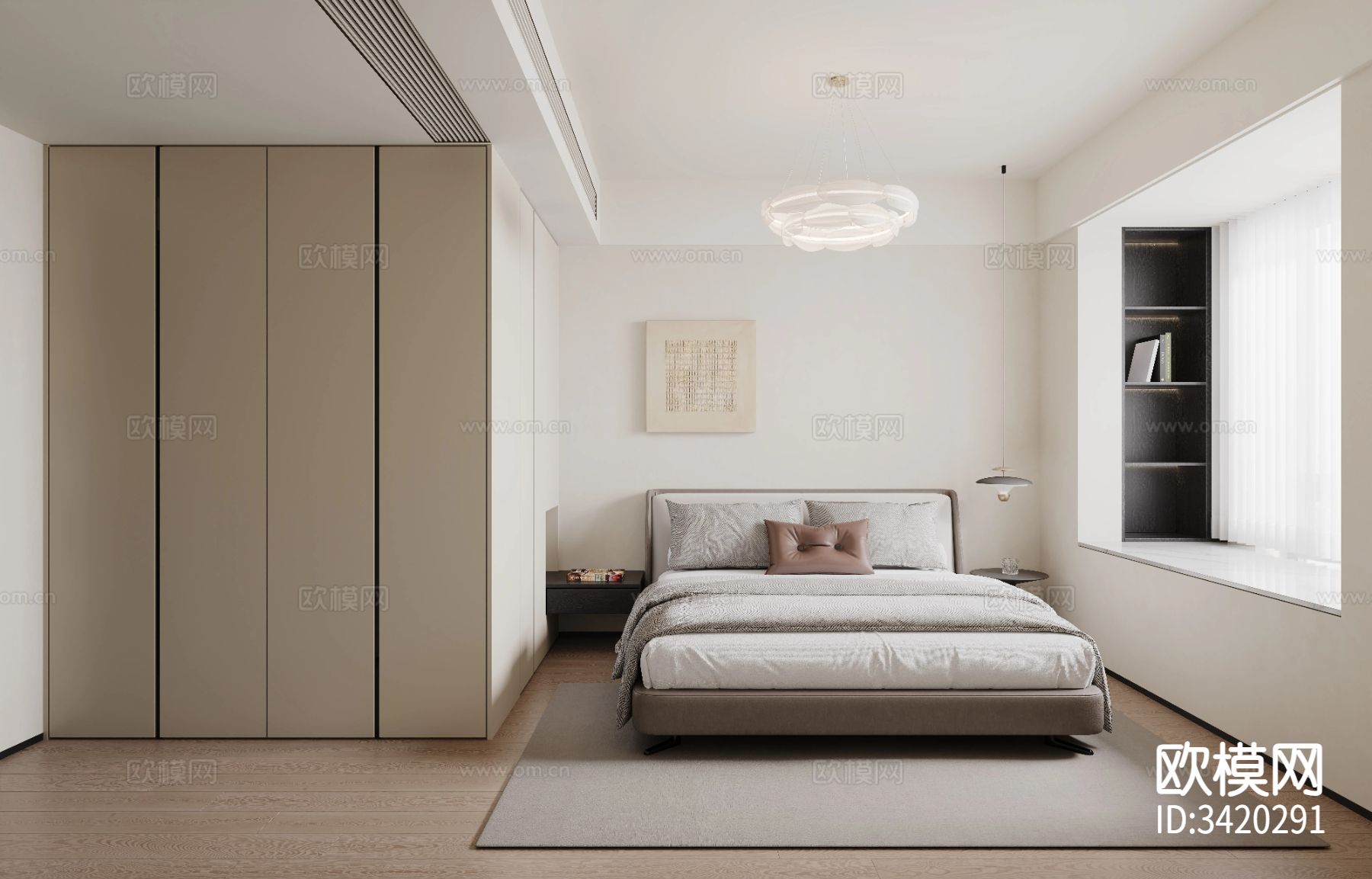 现代简约大平层客餐厅效果图下载（渲染图4）