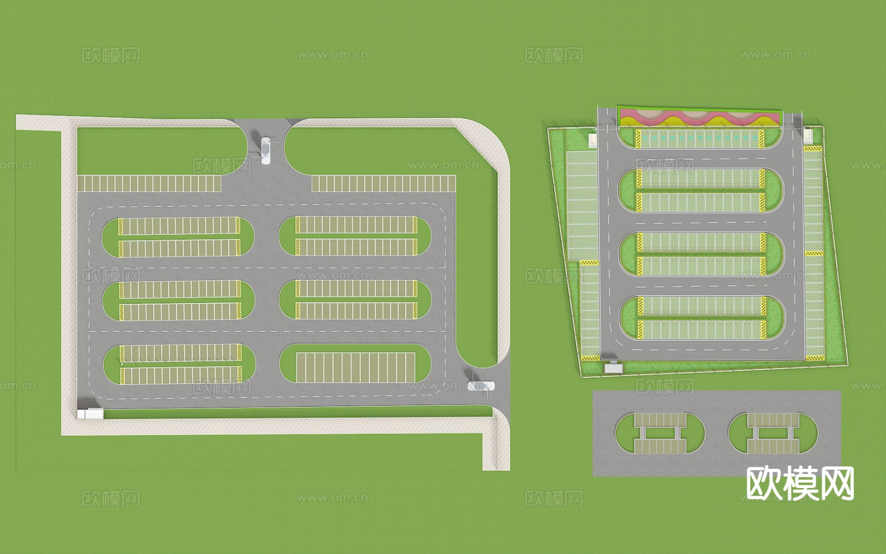 现代户外停车场3d模型