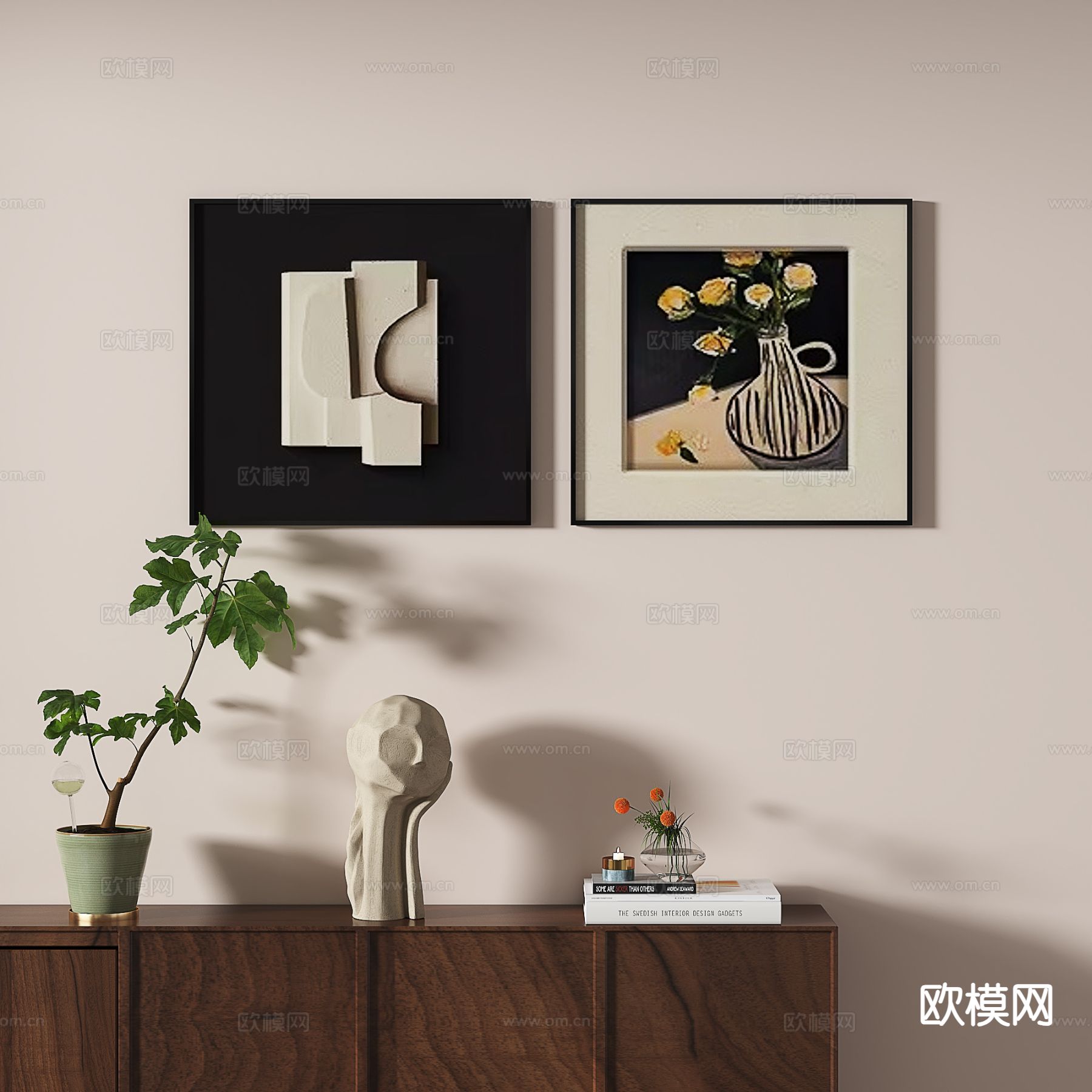 中古风艺术画 肌理画 装饰画3d模型