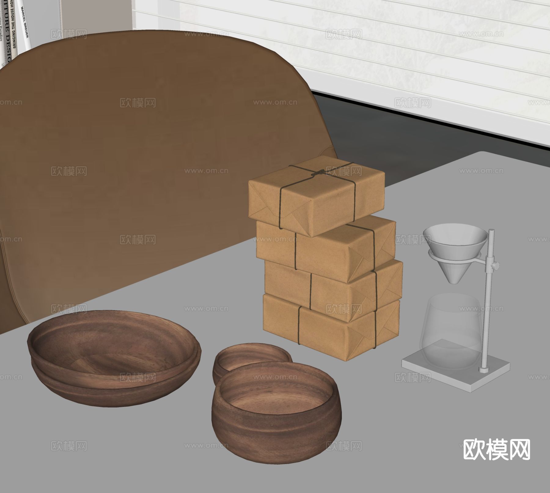 现代餐具 碗碟 摆件su模型下载（渲染图1）