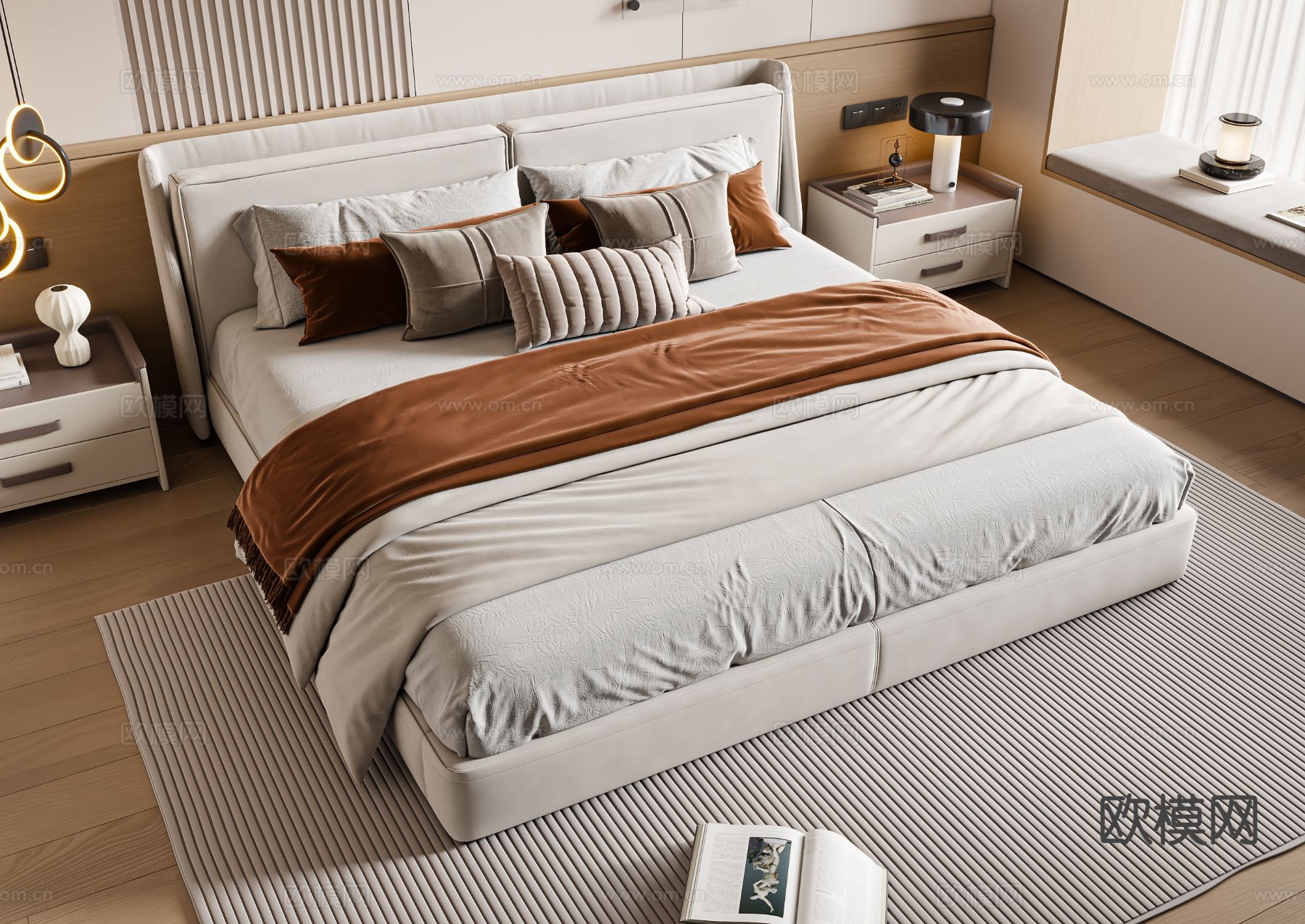 意式双人床3d模型下载