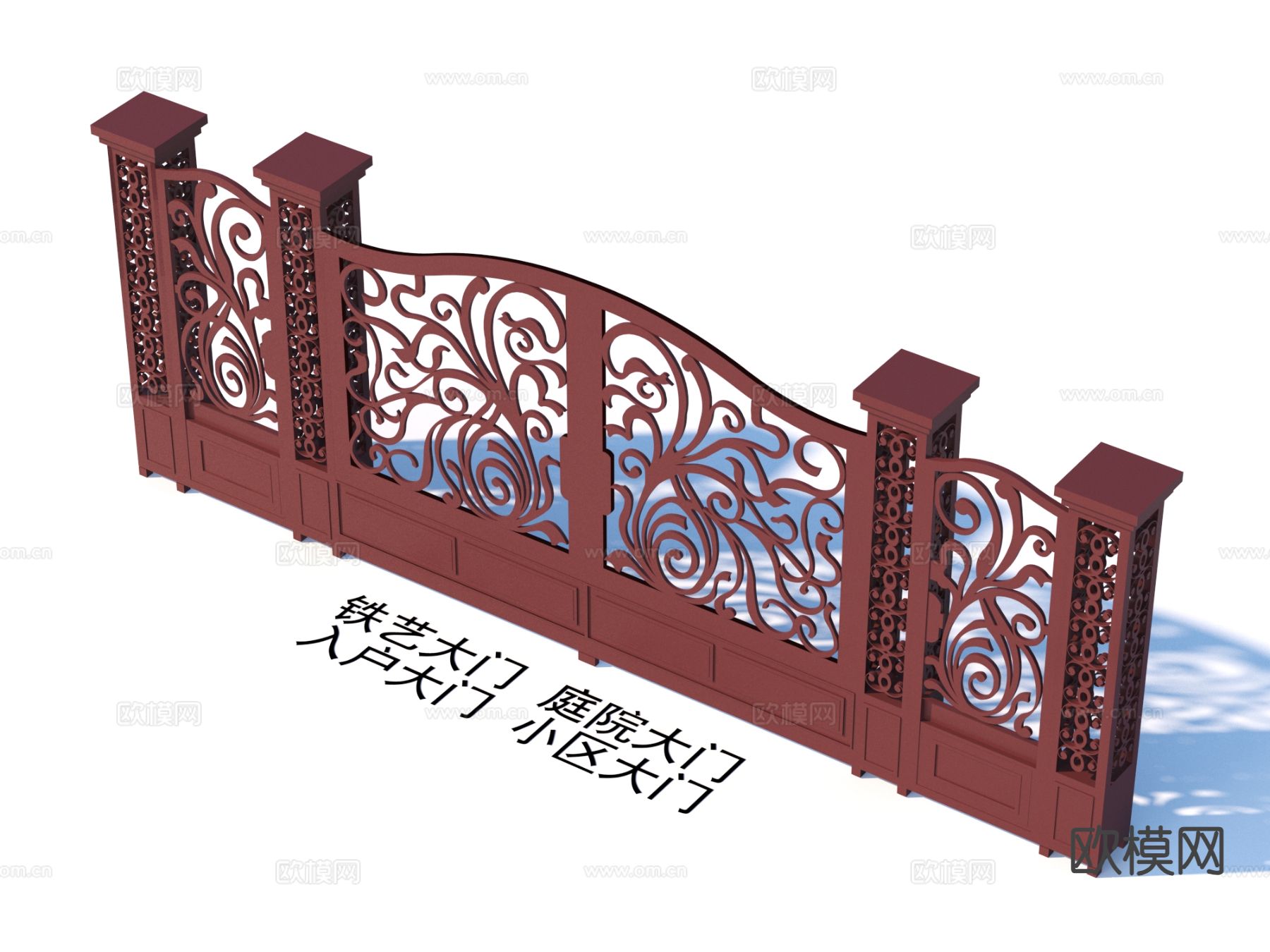 铁艺大门 庭院大门 入户大门 小区大门3d模型