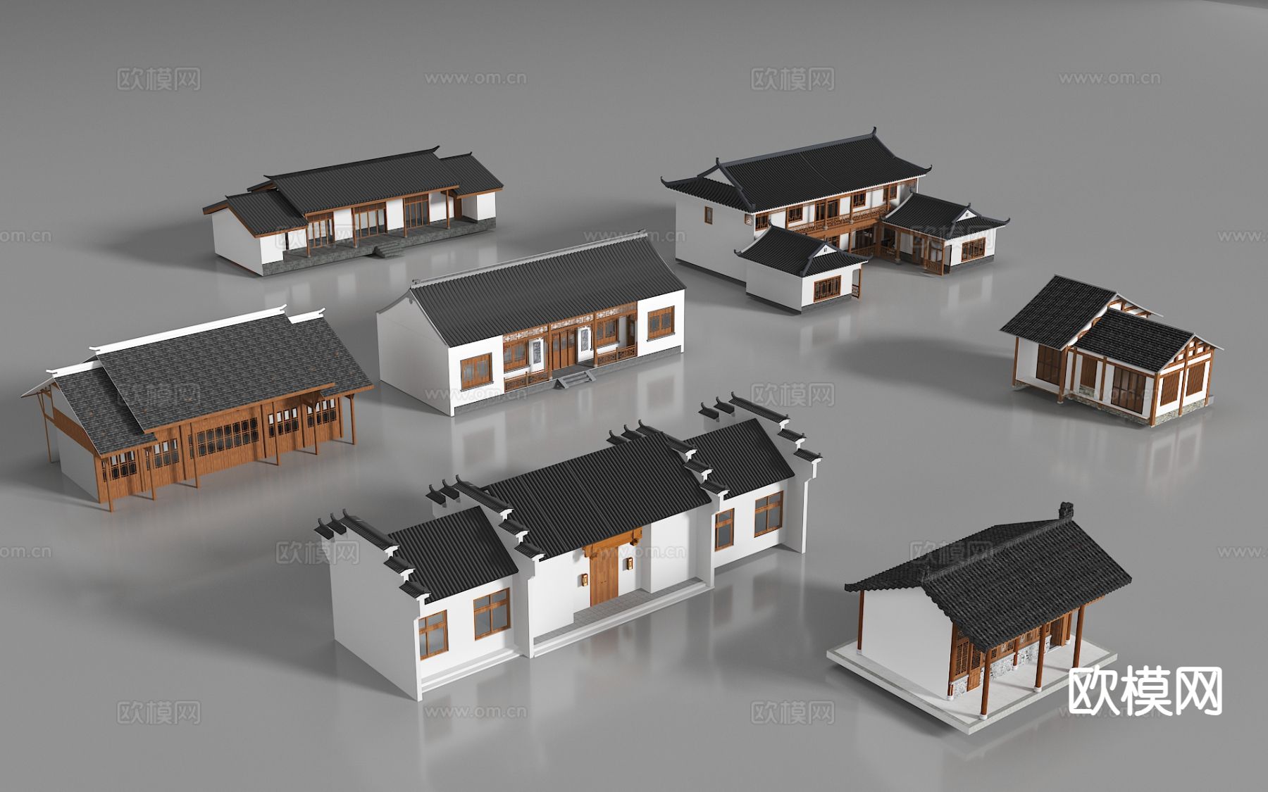 新中式农村自建房 民房 仿古建筑 古建民宅3d模型