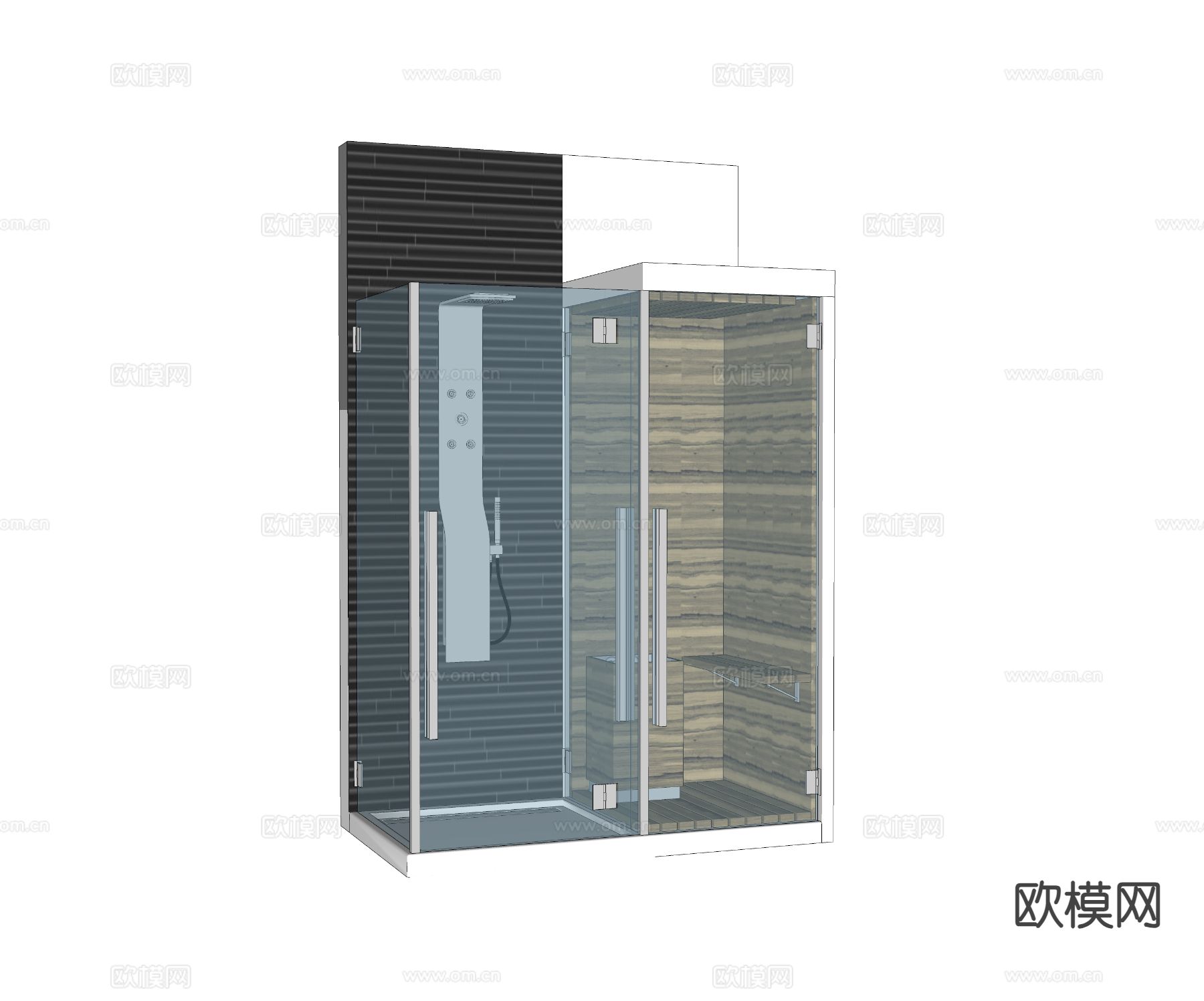 现代淋浴间 冲凉房su模型下载（渲染图1）