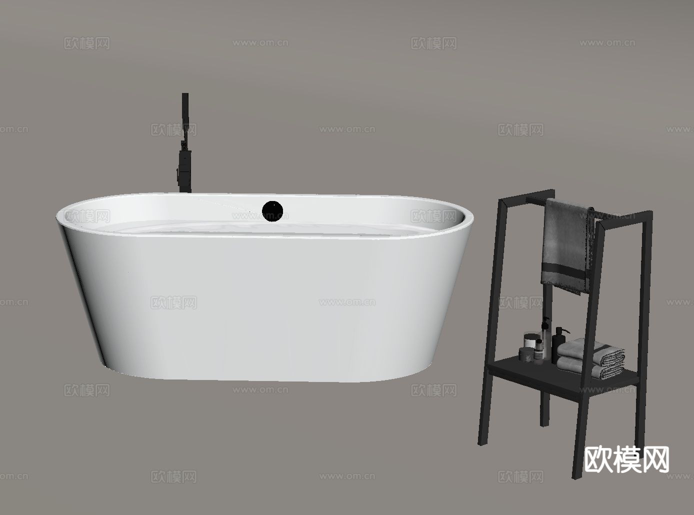 独立浴缸 陶瓷浴缸su模型下载（渲染图1）