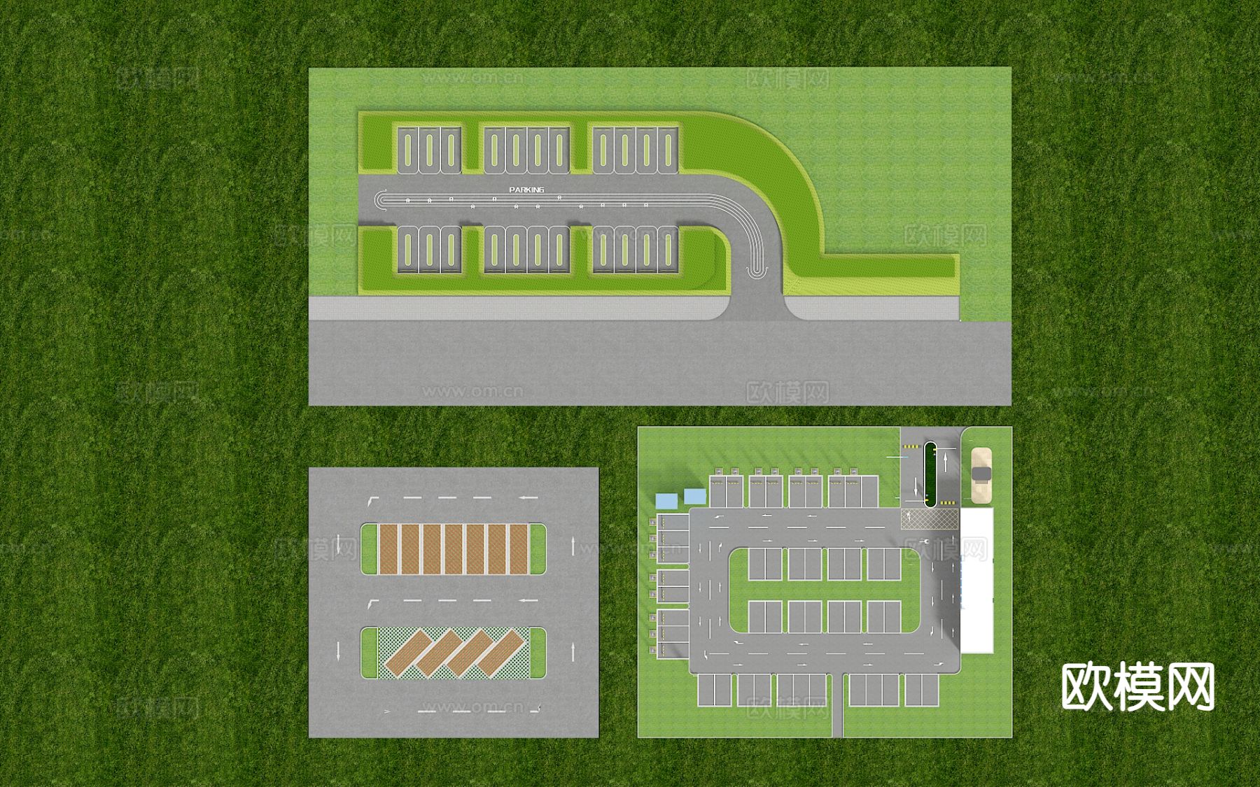 现代户外停车场3d模型