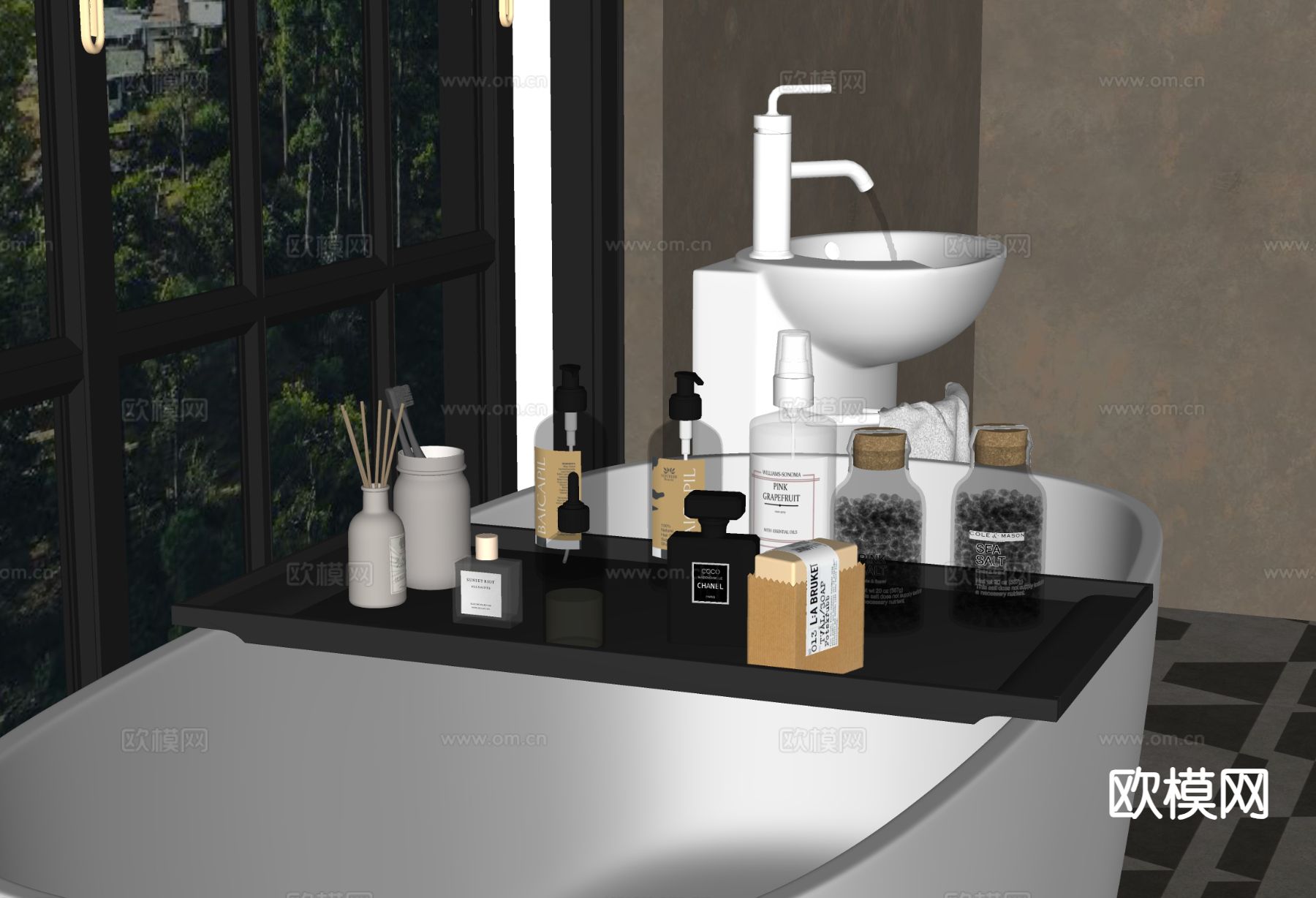 洗浴用品 香皂 洗发水 沐浴露su模型下载（渲染图1）
