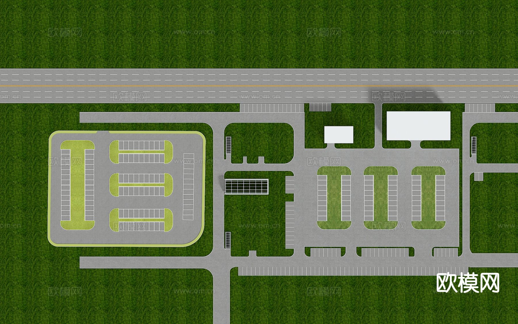 现代户外停车场3d模型