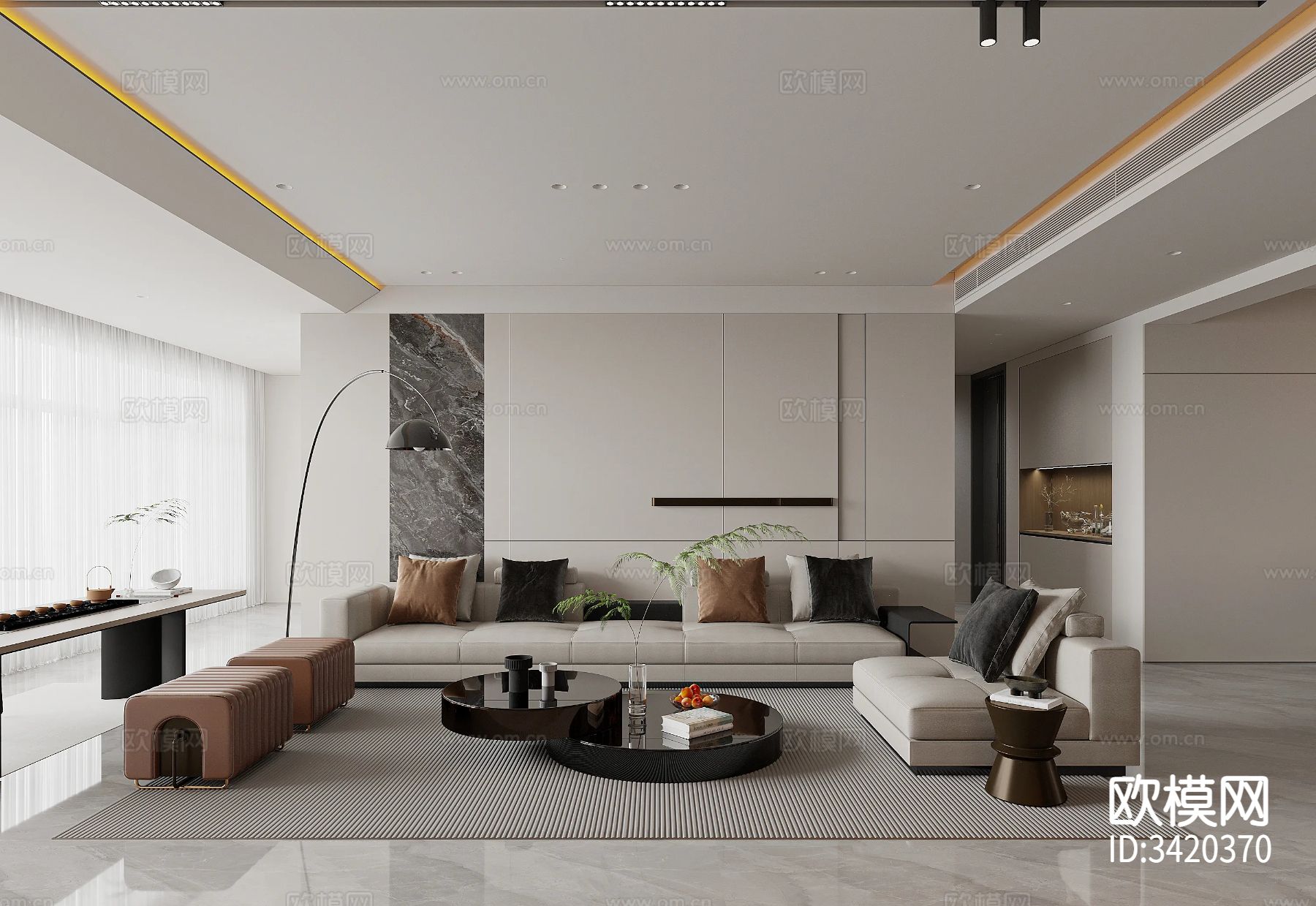 现代简约客餐厅装修效果图下载（渲染图6）