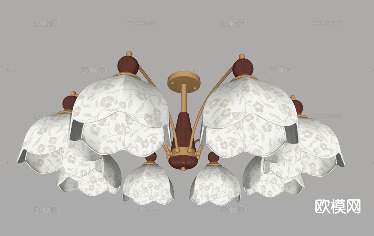 法式吸顶灯su模型下载（渲染图1）