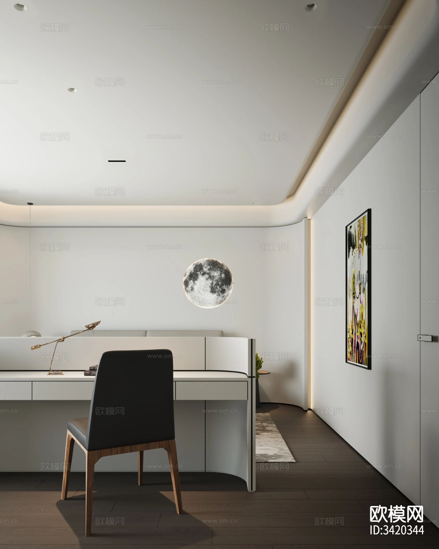 现代简约别墅客餐厅装修效果图下载（渲染图2）