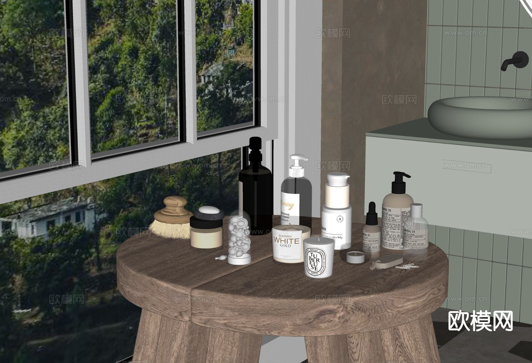 洗浴用品 洗发水 沐浴露 香薰su模型下载（渲染图1）