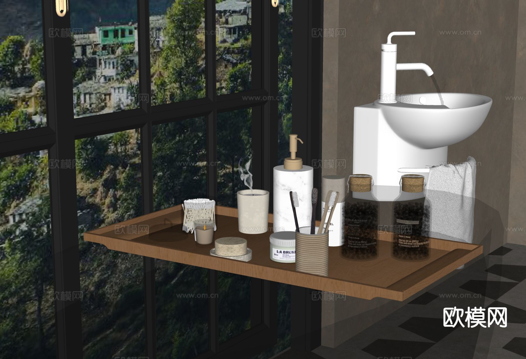 洗浴用品 洗发水 沐浴露 牙刷su模型下载（渲染图1）