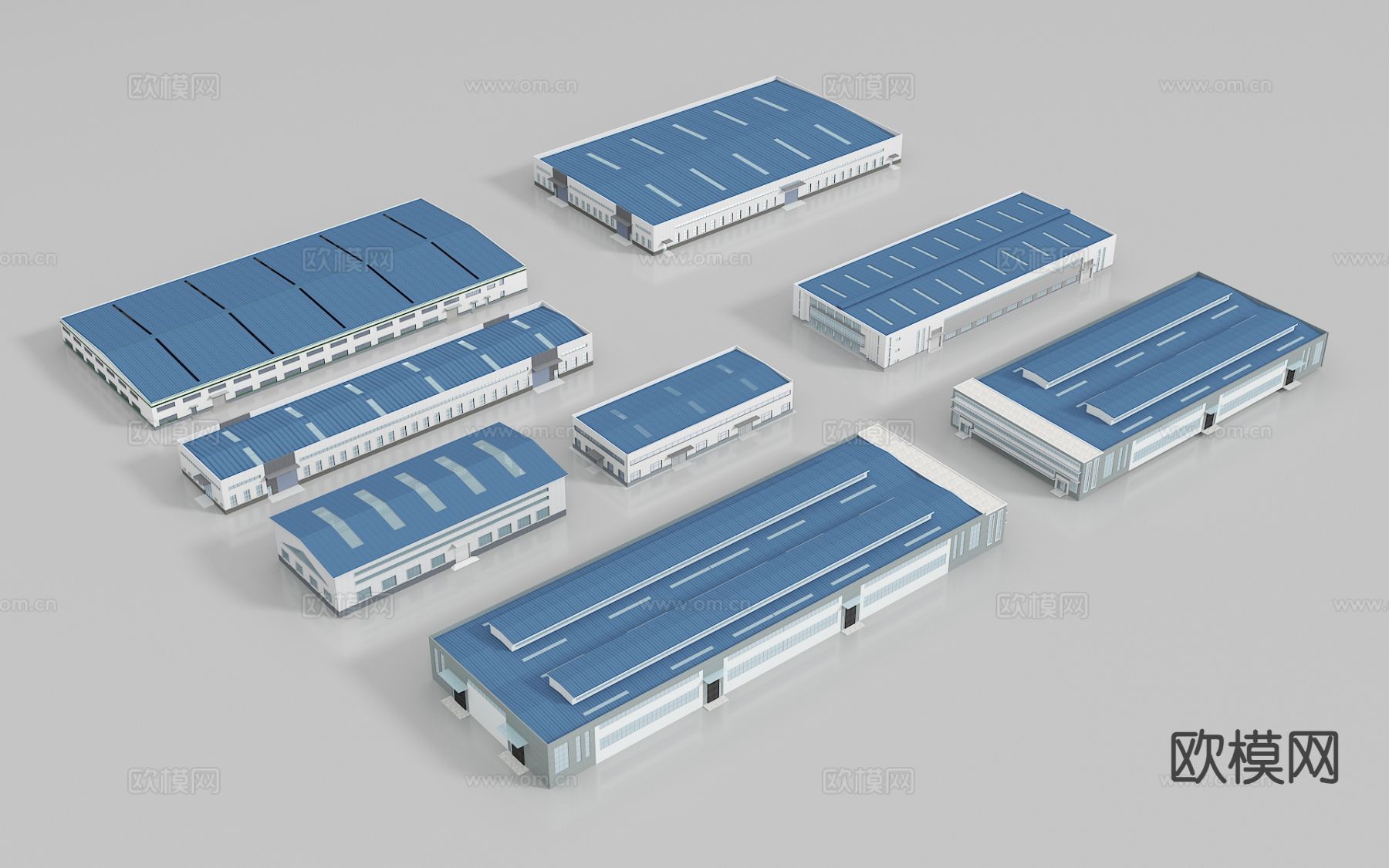 现代工业厂房构件3d模型