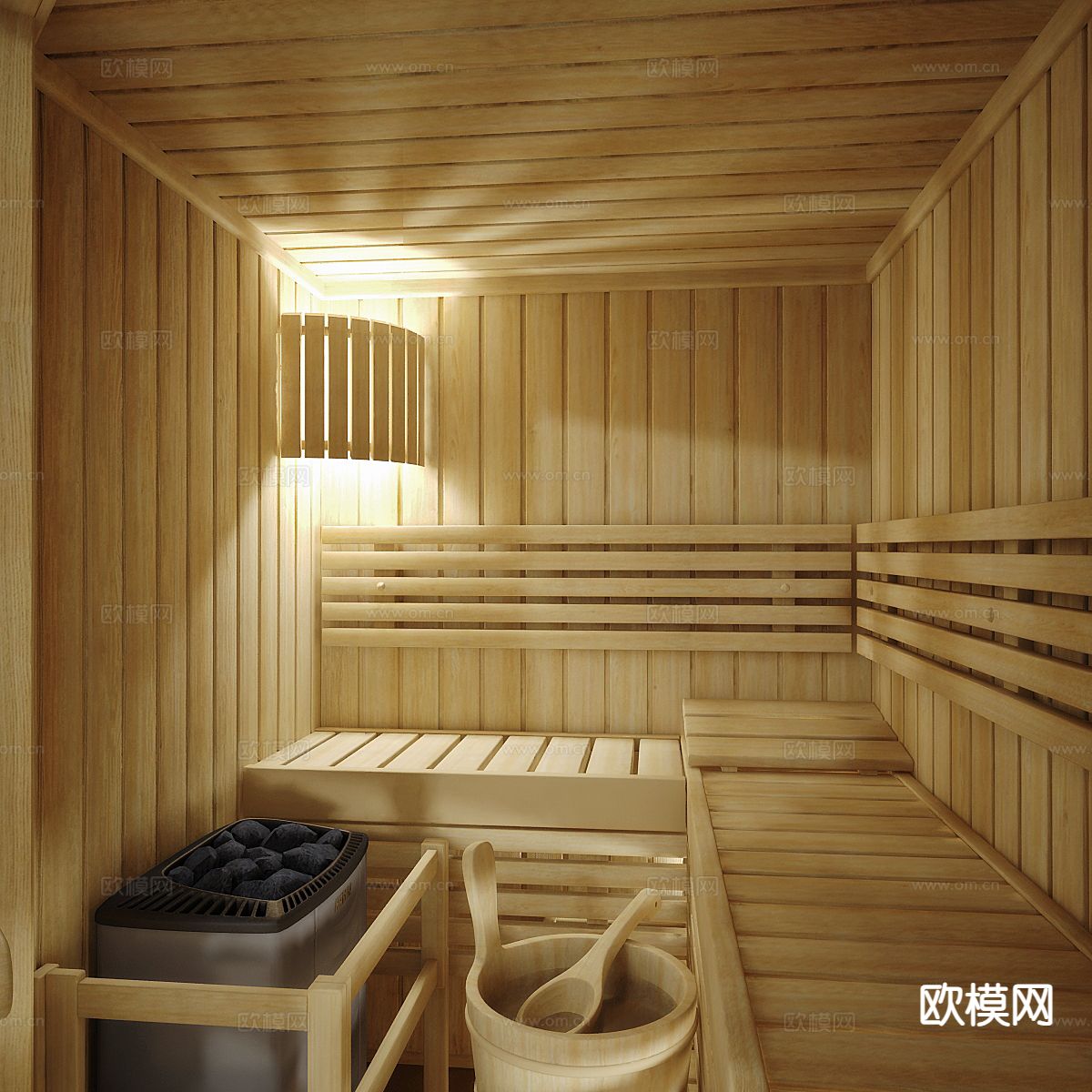 现代桑拿房 汗蒸馆su模型下载（渲染图3）