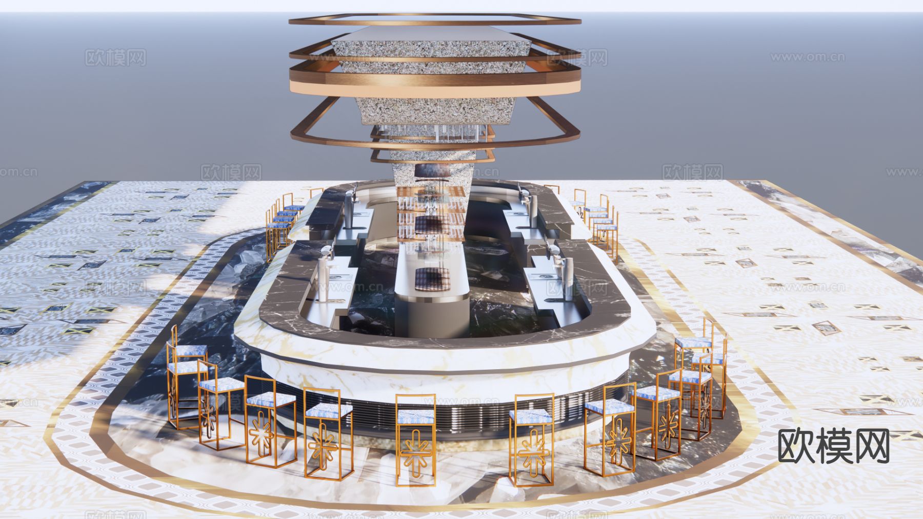 酒吧吧台su模型下载（渲染图4）