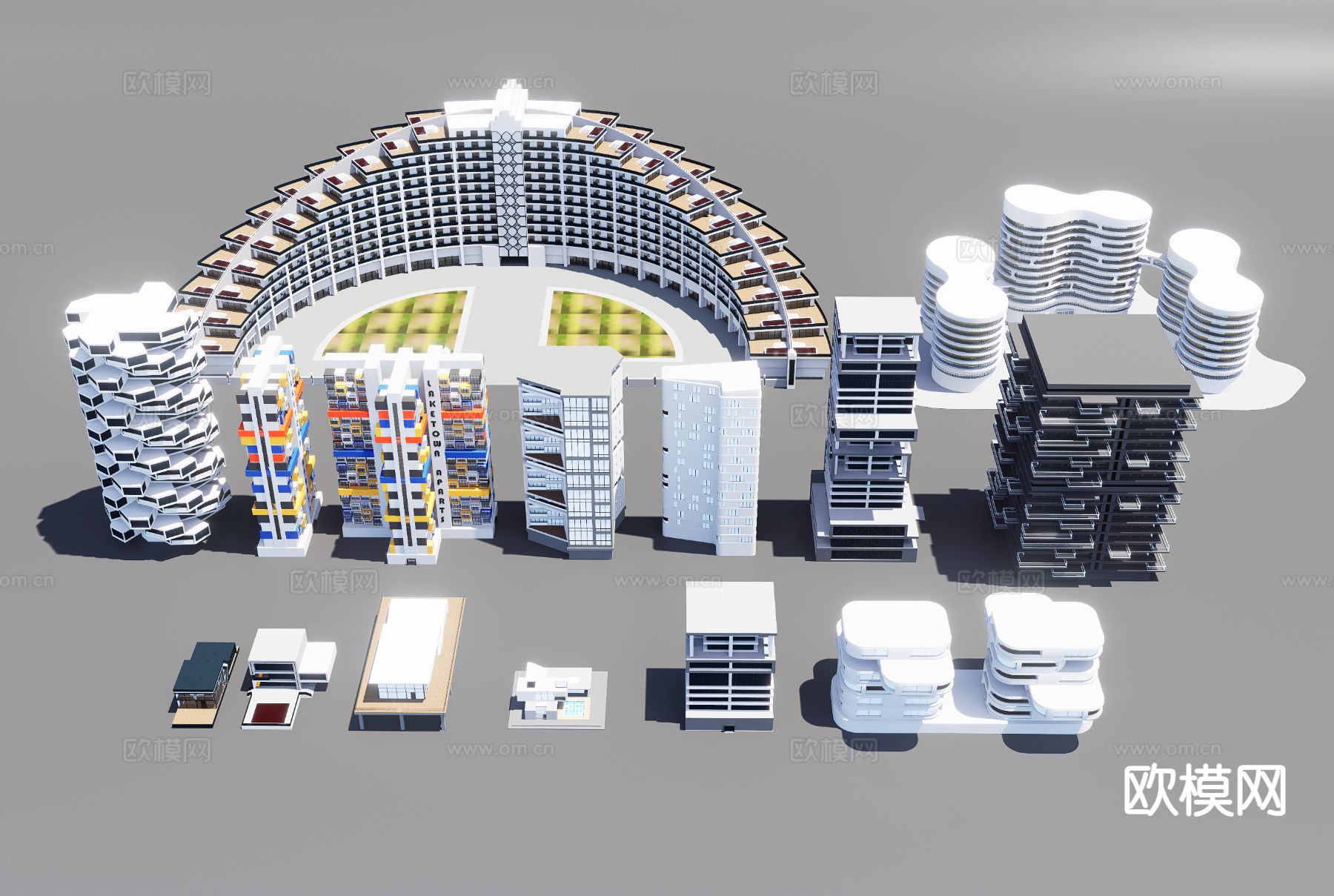 现代城市建筑 单体建筑 裙楼3d模型