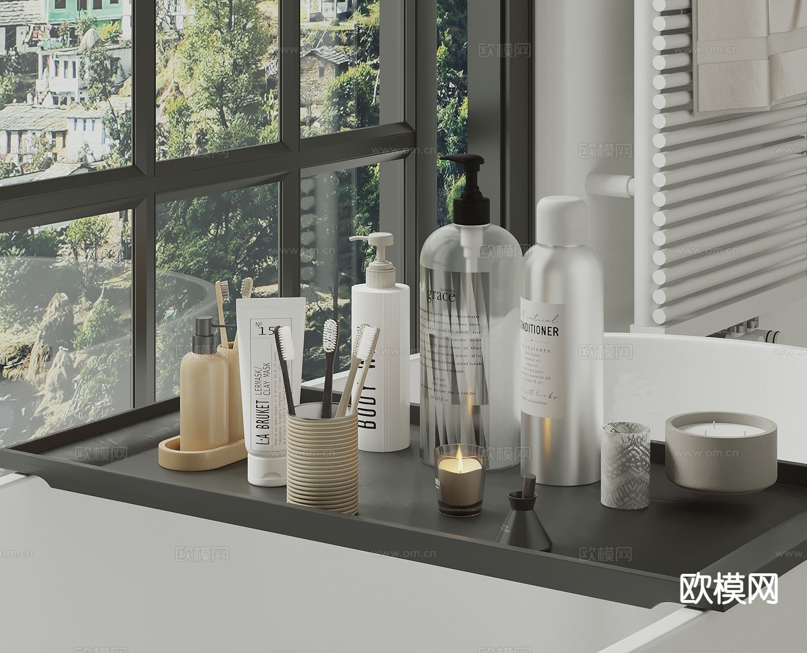 洗浴用品 洗发水 沐浴露 牙刷su模型下载（渲染图2）