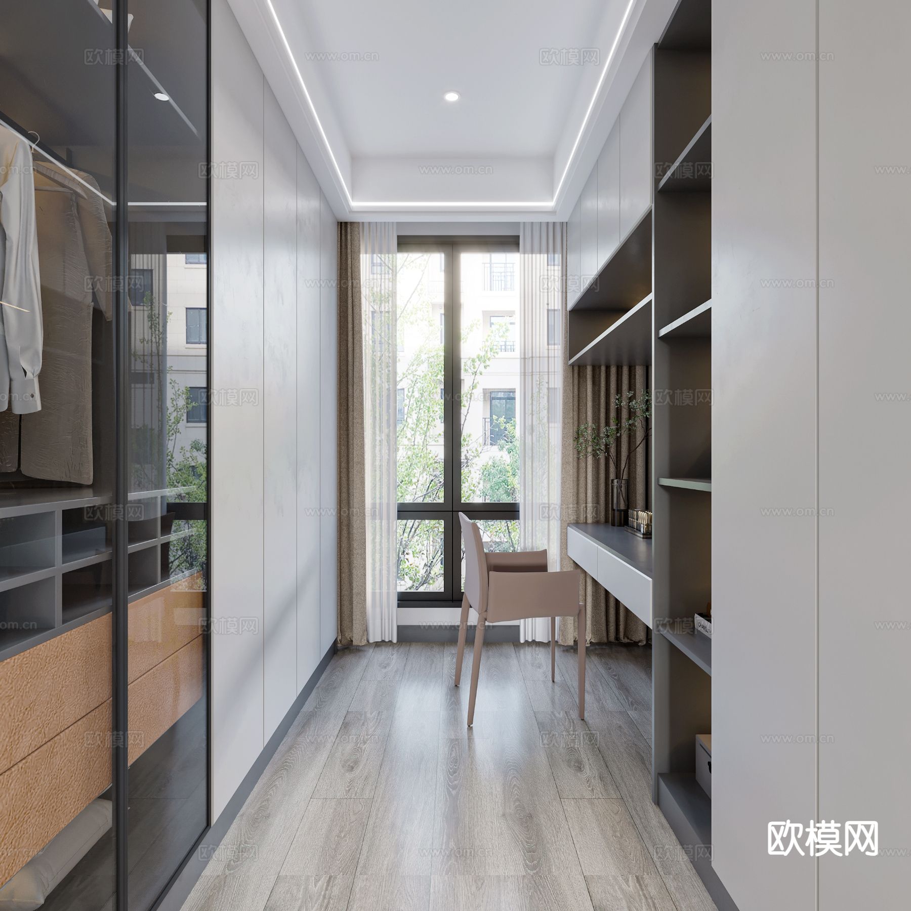 现代衣帽间3d模型下载