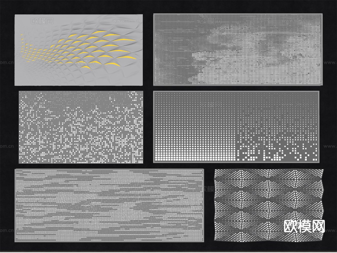 穿孔板景墙 镂空板 透光板su模型下载（渲染图1）