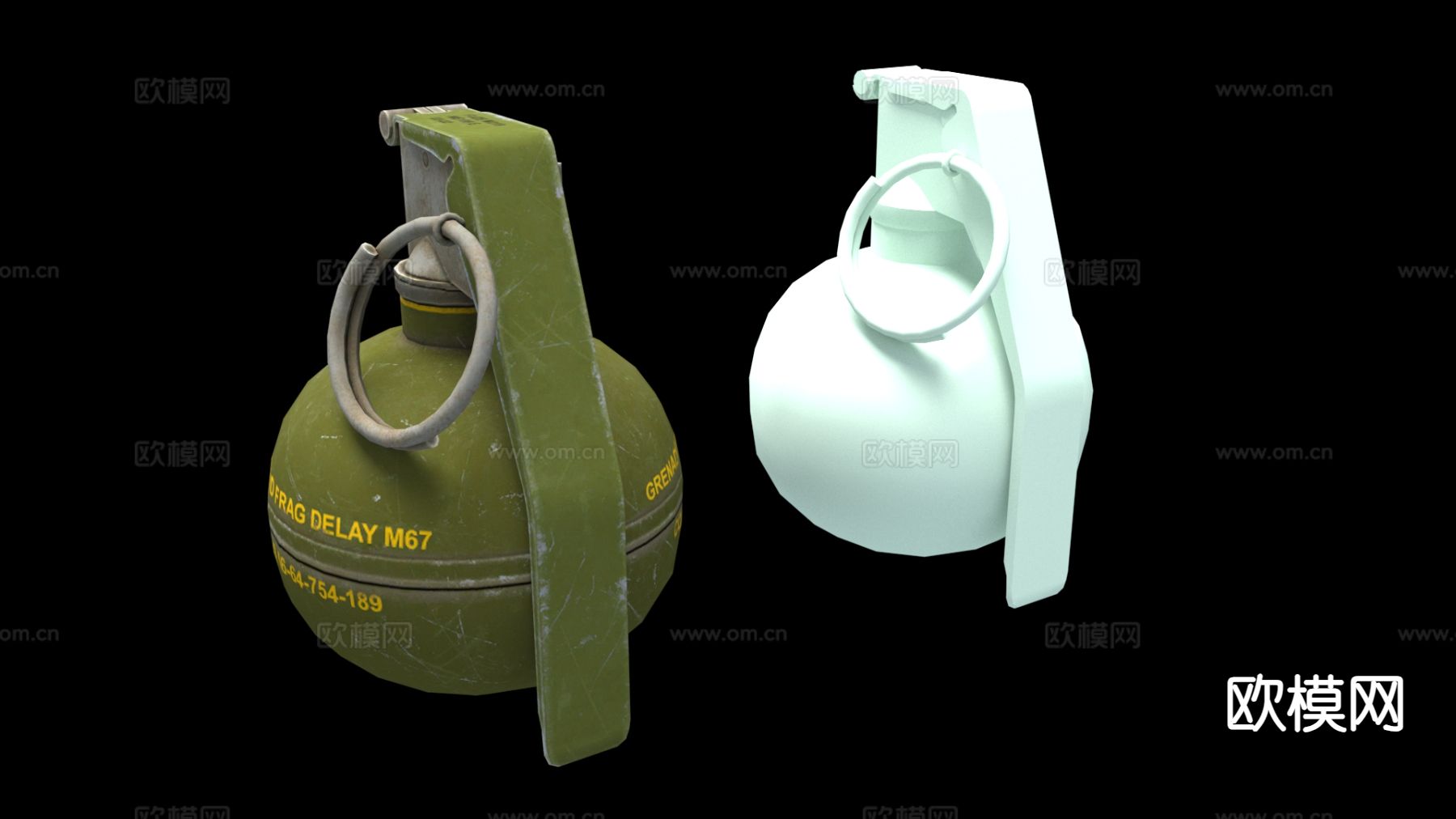手雷 炸弹 武器su模型下载（渲染图2）