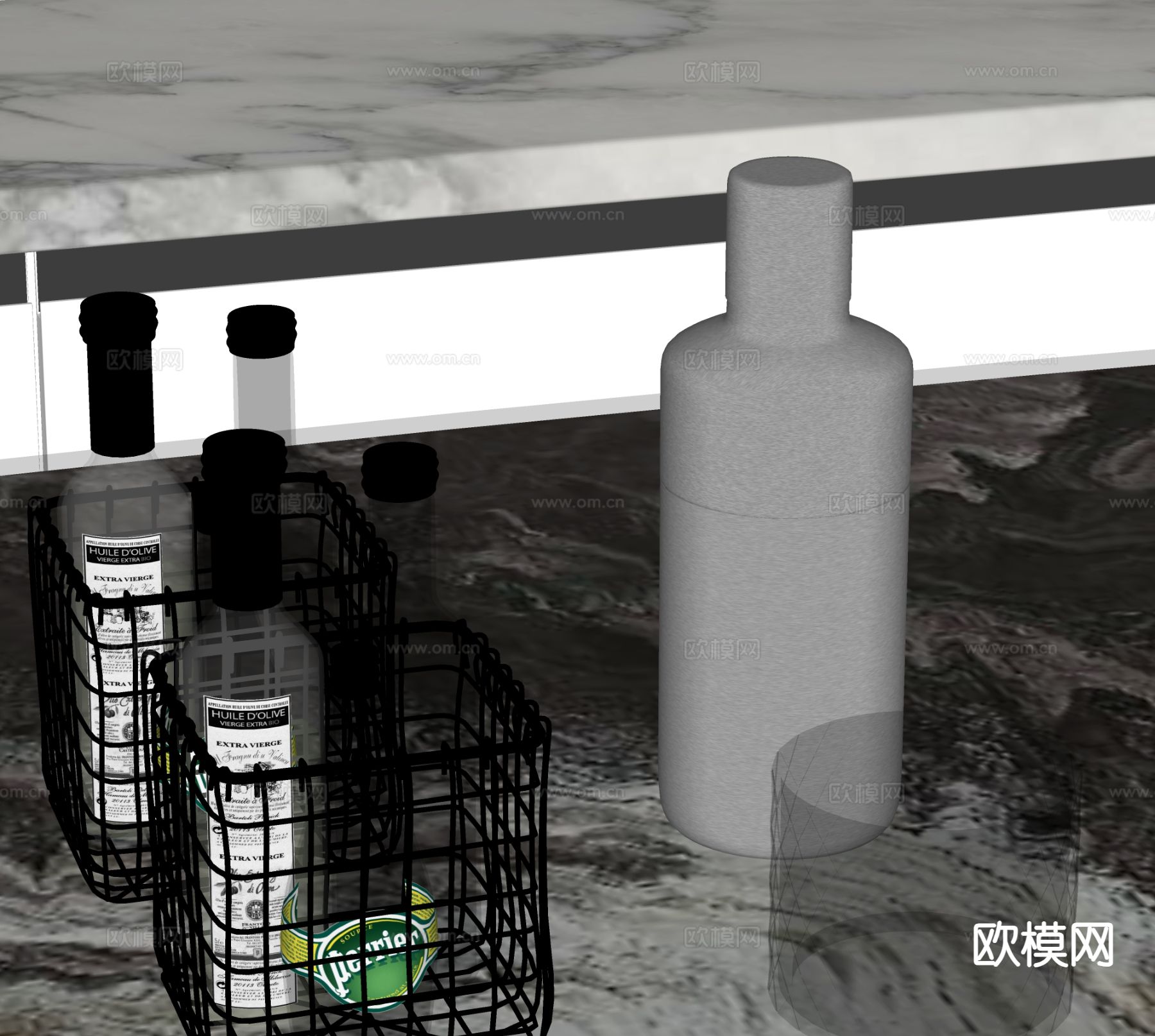 酒水 酒瓶 洋酒 酒杯su模型下载（渲染图1）