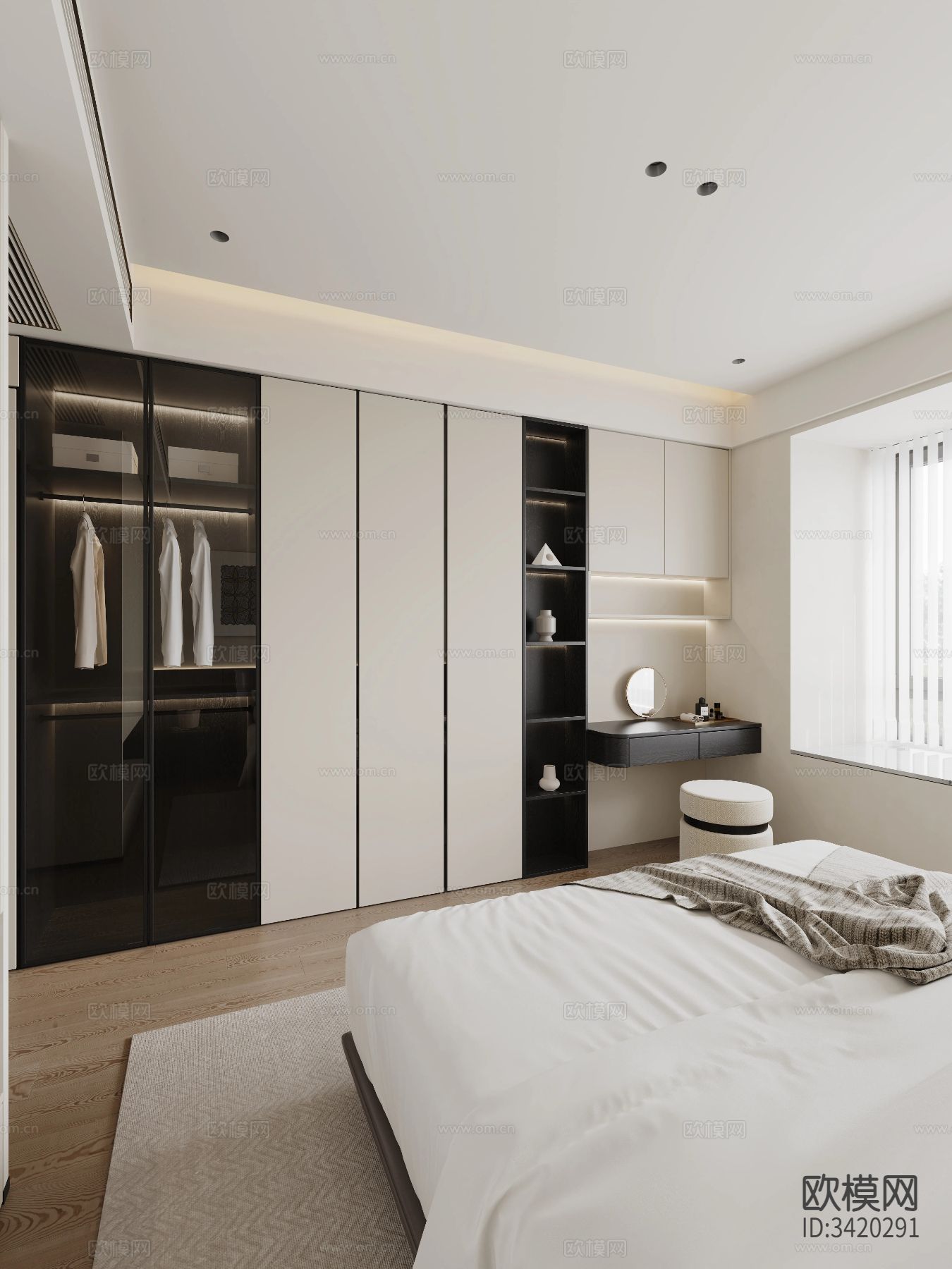 现代简约大平层客餐厅效果图下载（渲染图2）