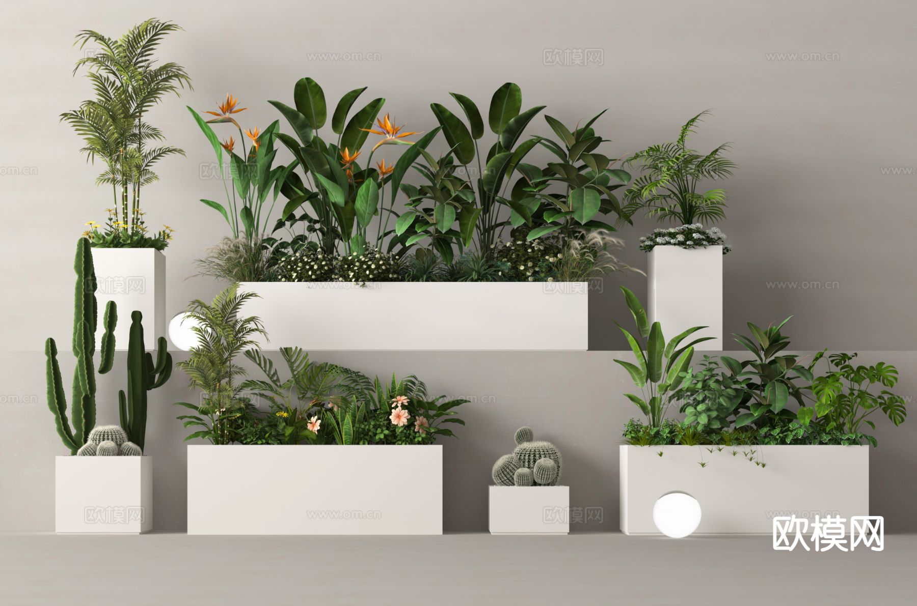 绿植花箱 盆栽 景观造景su模型下载（渲染图2）