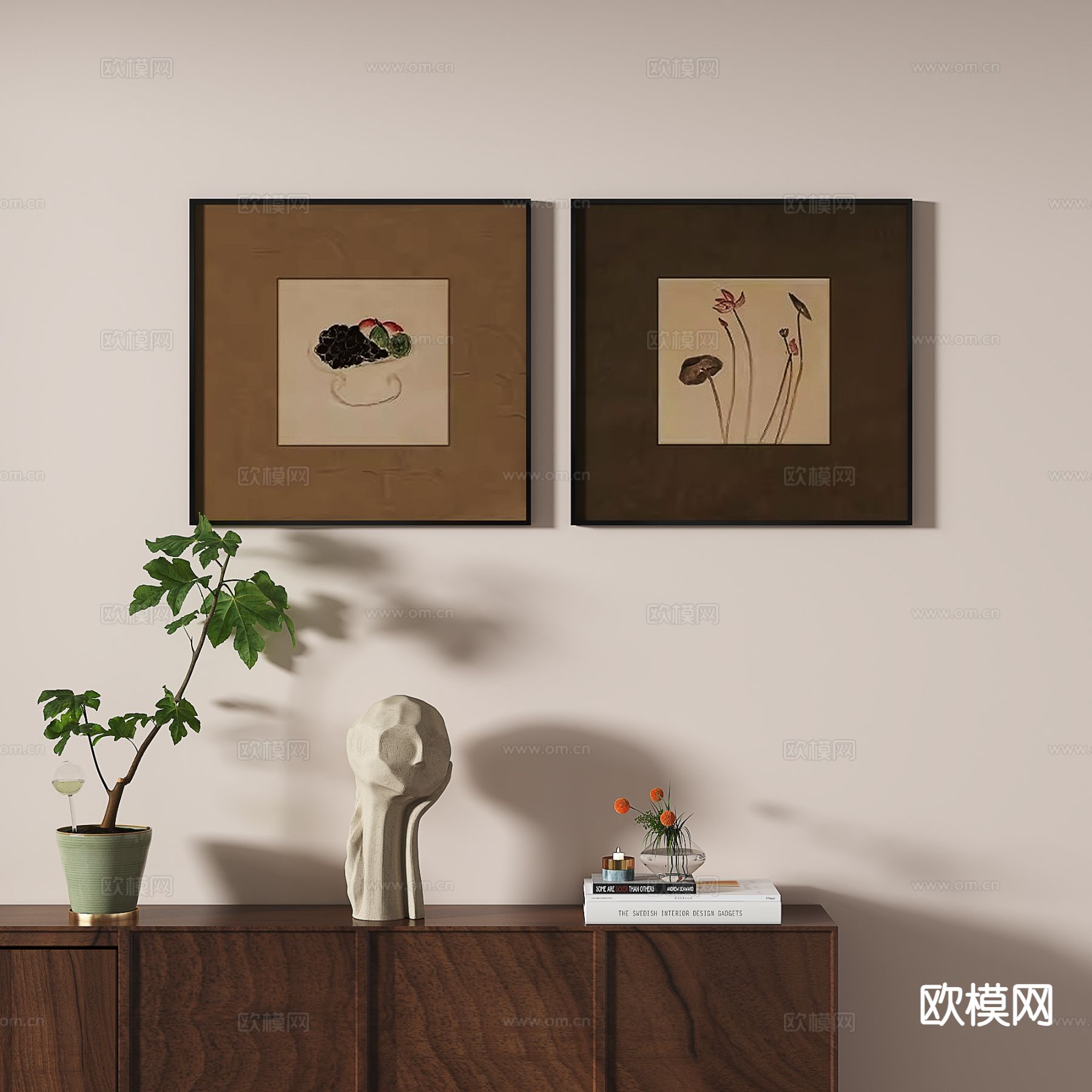 中古风艺术画 肌理画 装饰画3d模型