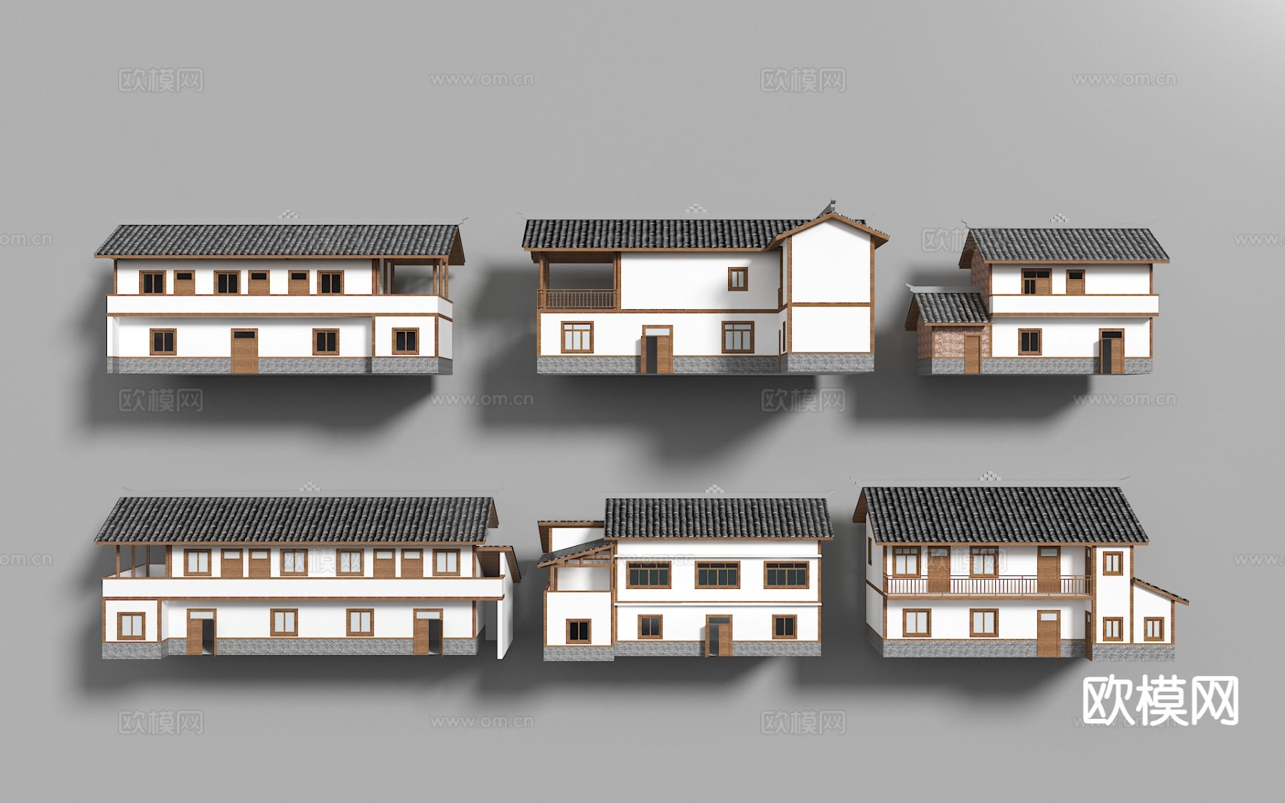 新中式农村自建房 民房构件3d模型