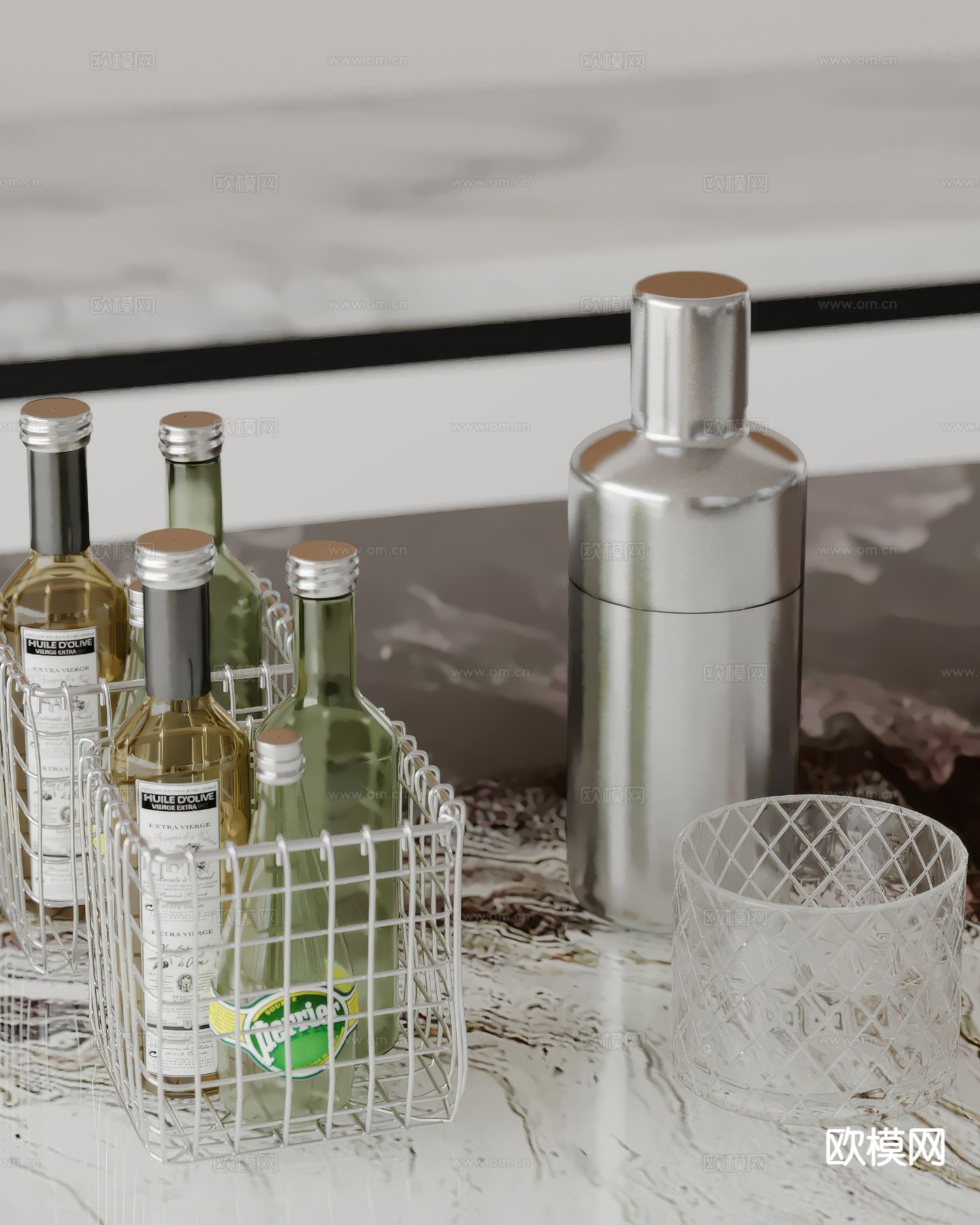 酒水 酒瓶 洋酒 酒杯su模型下载（渲染图2）