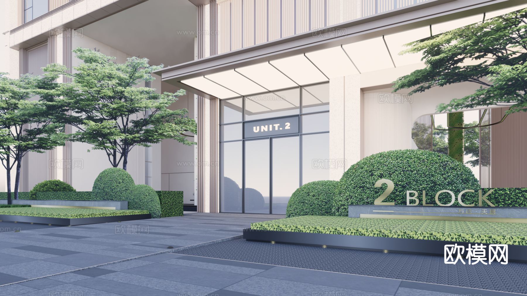 公共大堂 入户大堂su模型下载（渲染图3）