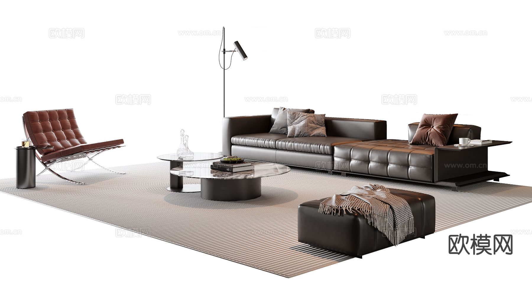 意式组合沙发su模型下载（渲染图2）