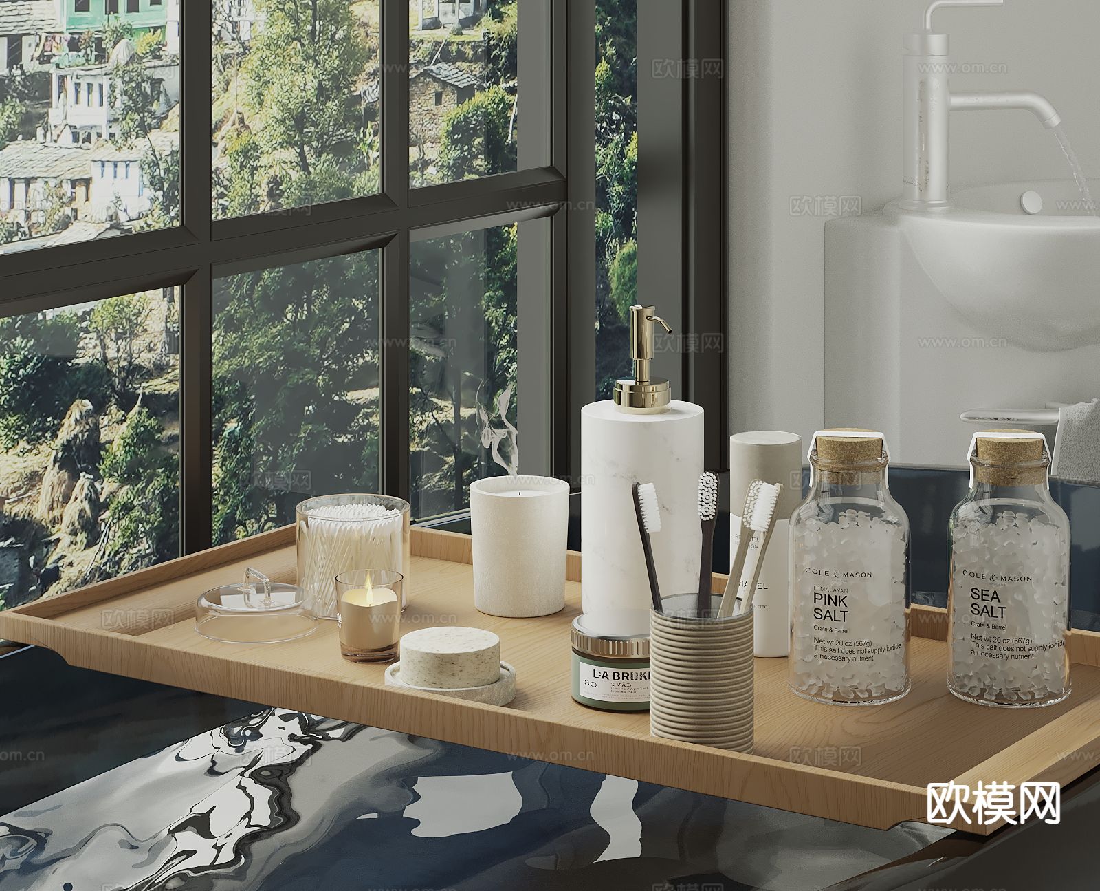 洗浴用品 洗发水 沐浴露 牙刷su模型下载（渲染图2）