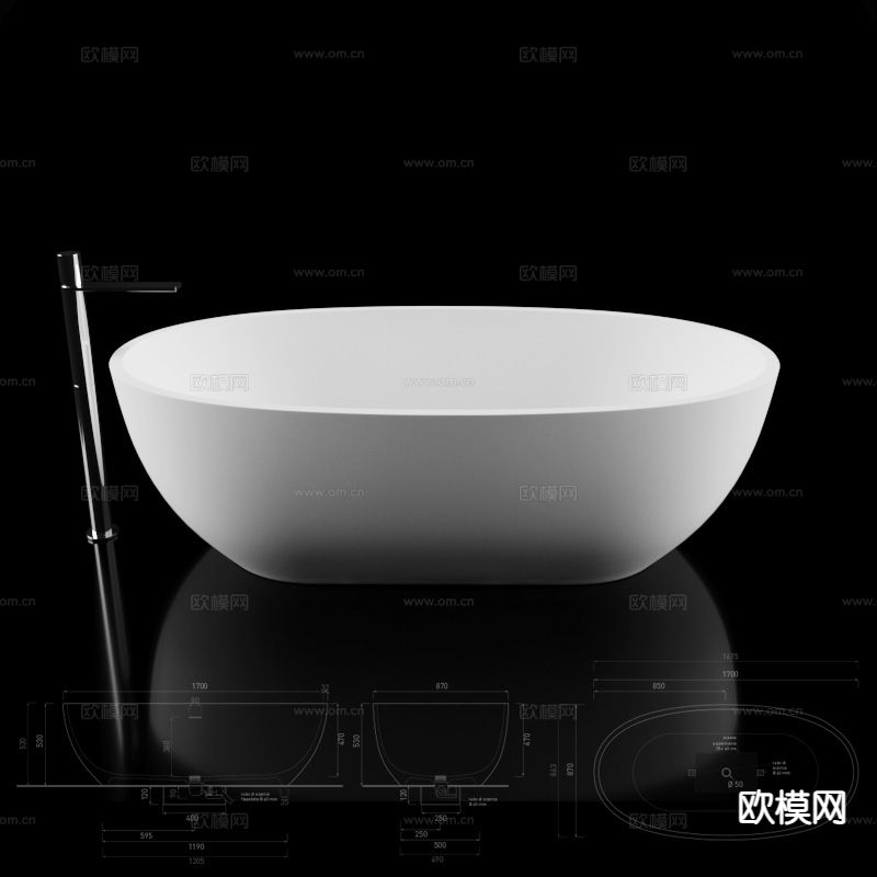 独立浴缸su模型下载（渲染图2）