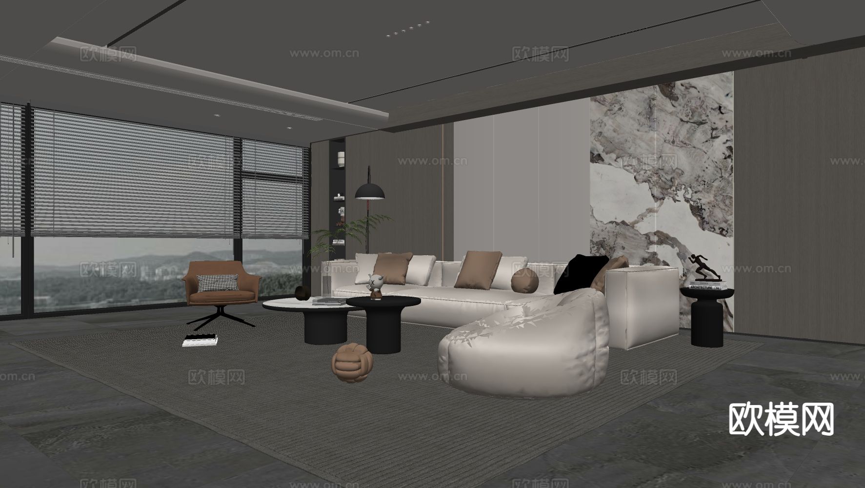 意式客厅su模型下载（渲染图1）