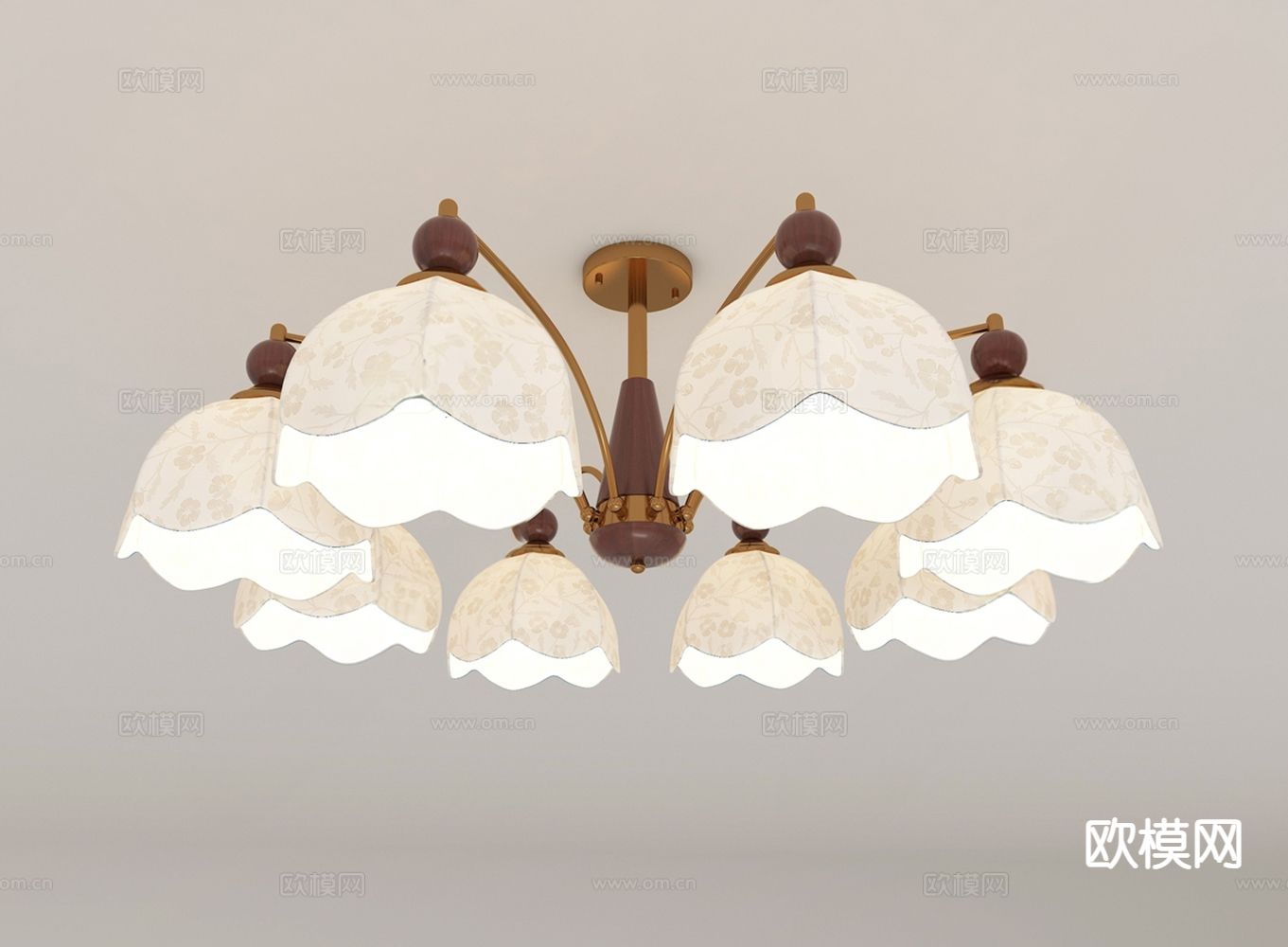 法式吸顶灯su模型下载（渲染图2）