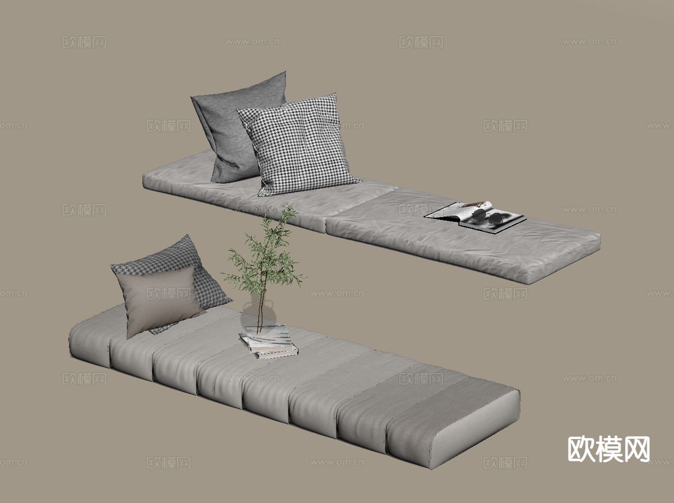 垫子 坐垫 飘窗垫su模型下载（渲染图1）