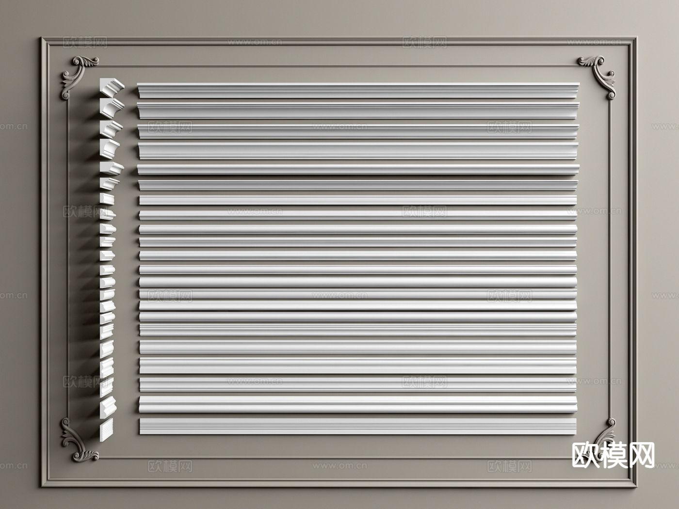 法式石膏线条su模型下载（渲染图2）