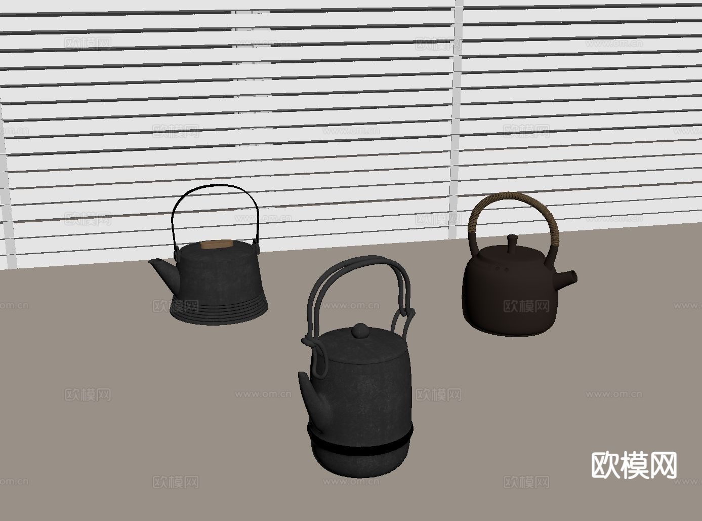 新中式禅意茶具 茶壶su模型下载（渲染图1）