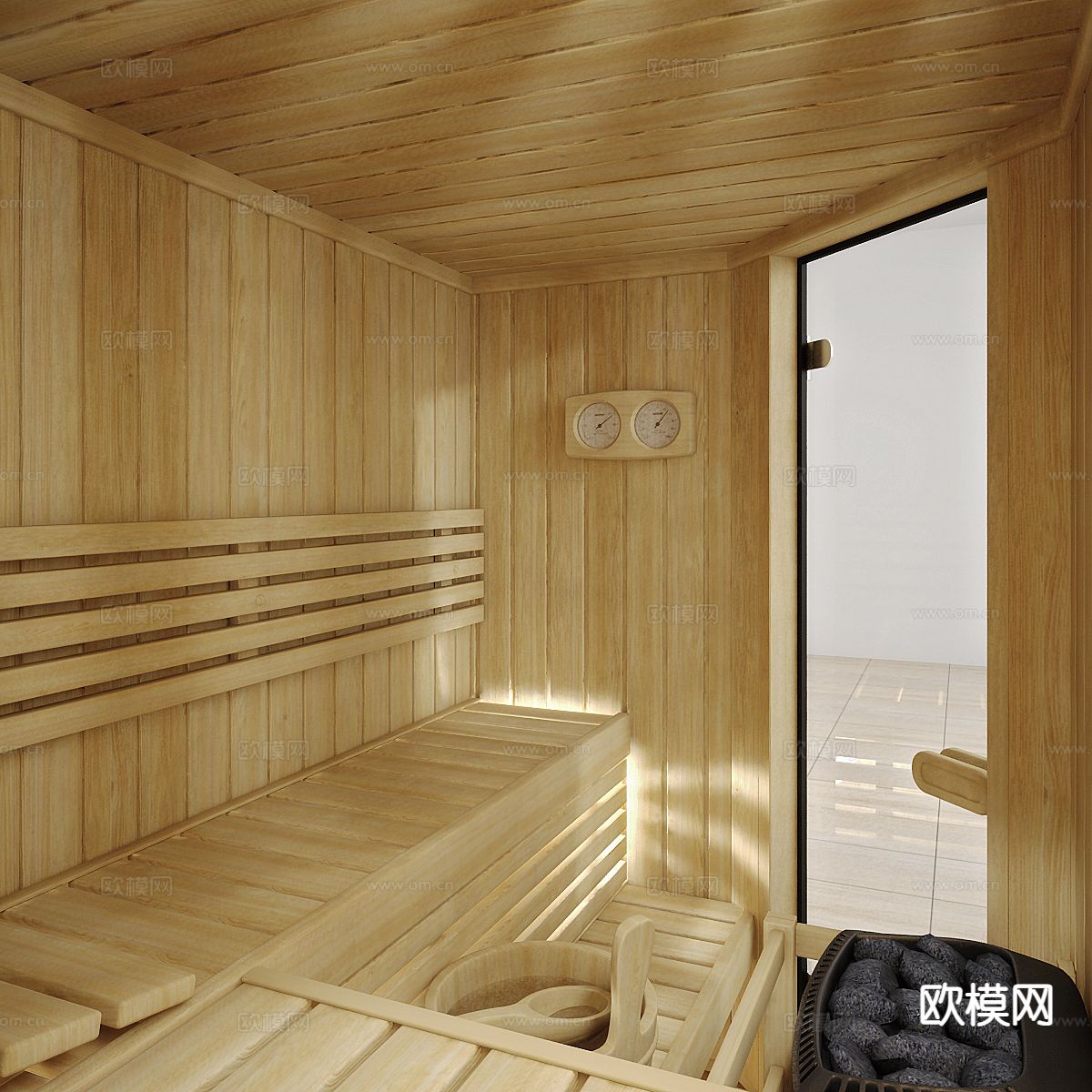 现代桑拿房 汗蒸馆su模型下载（渲染图5）