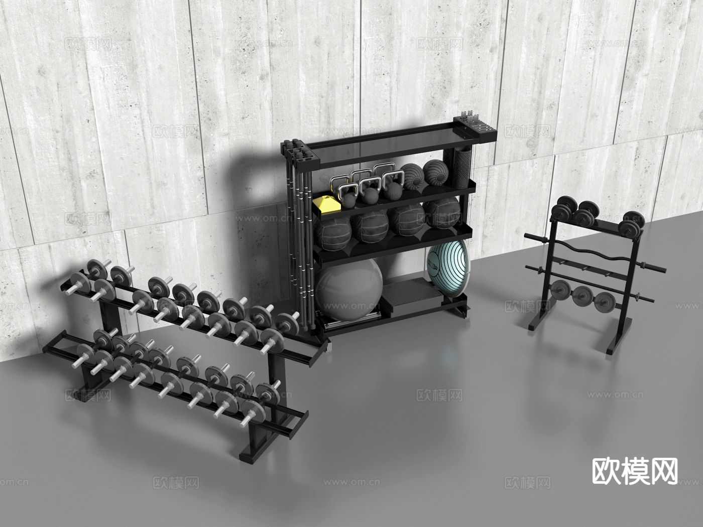 健身器材 哑铃 壶铃3d模型下载